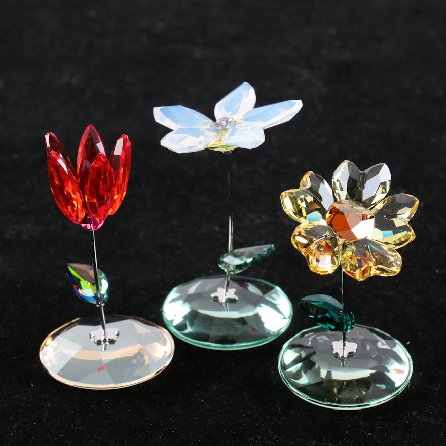 Swarovski Crystal Flower Figurines