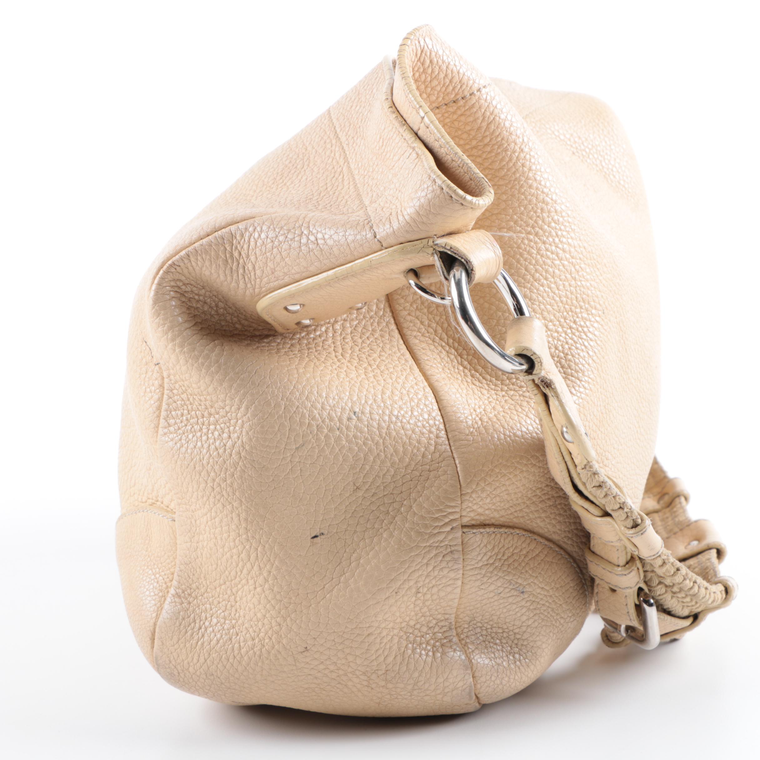 Prada Tan Pebbled Leather Hobo Bag with Rope Handle
