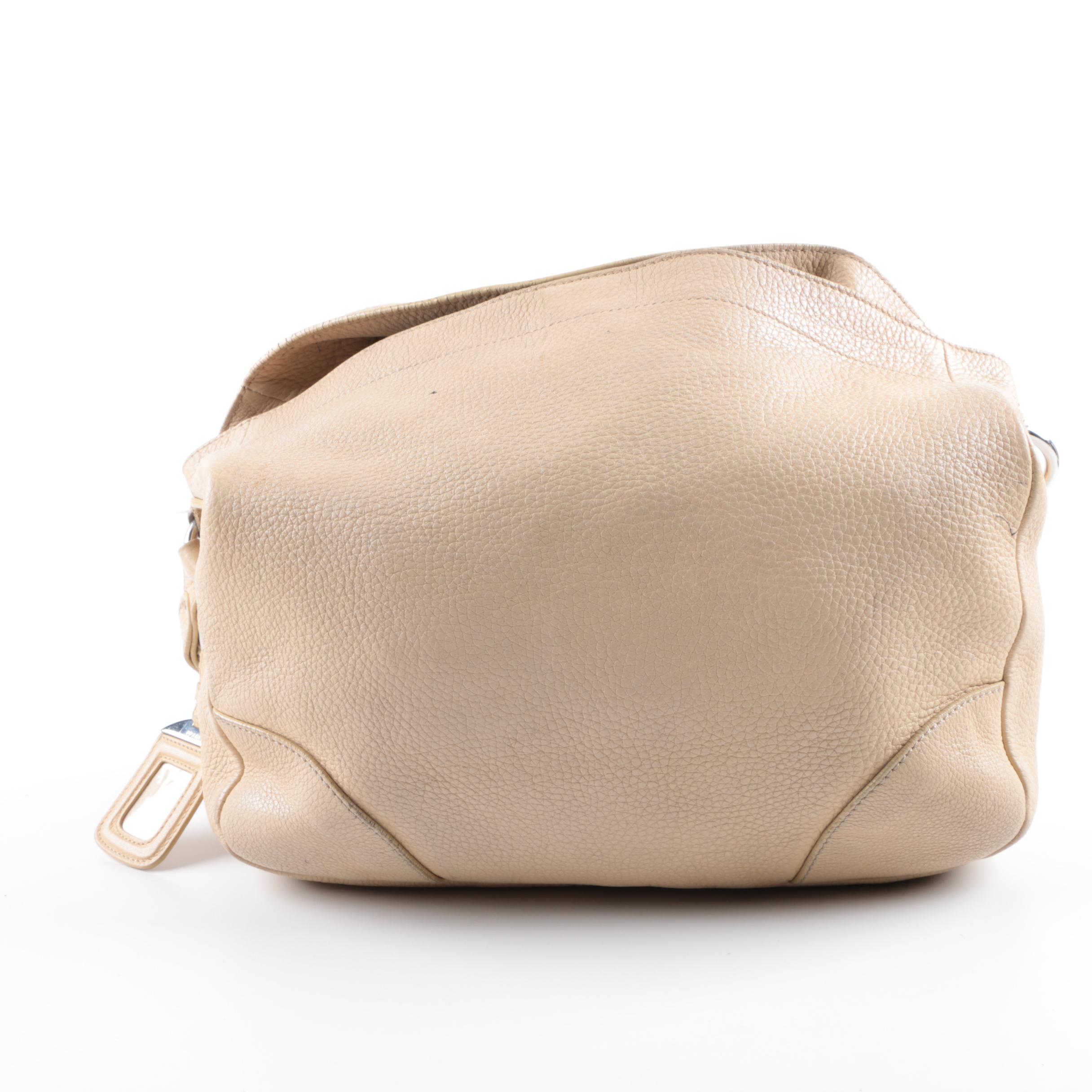 Prada Tan Pebbled Leather Hobo Bag with Rope Handle