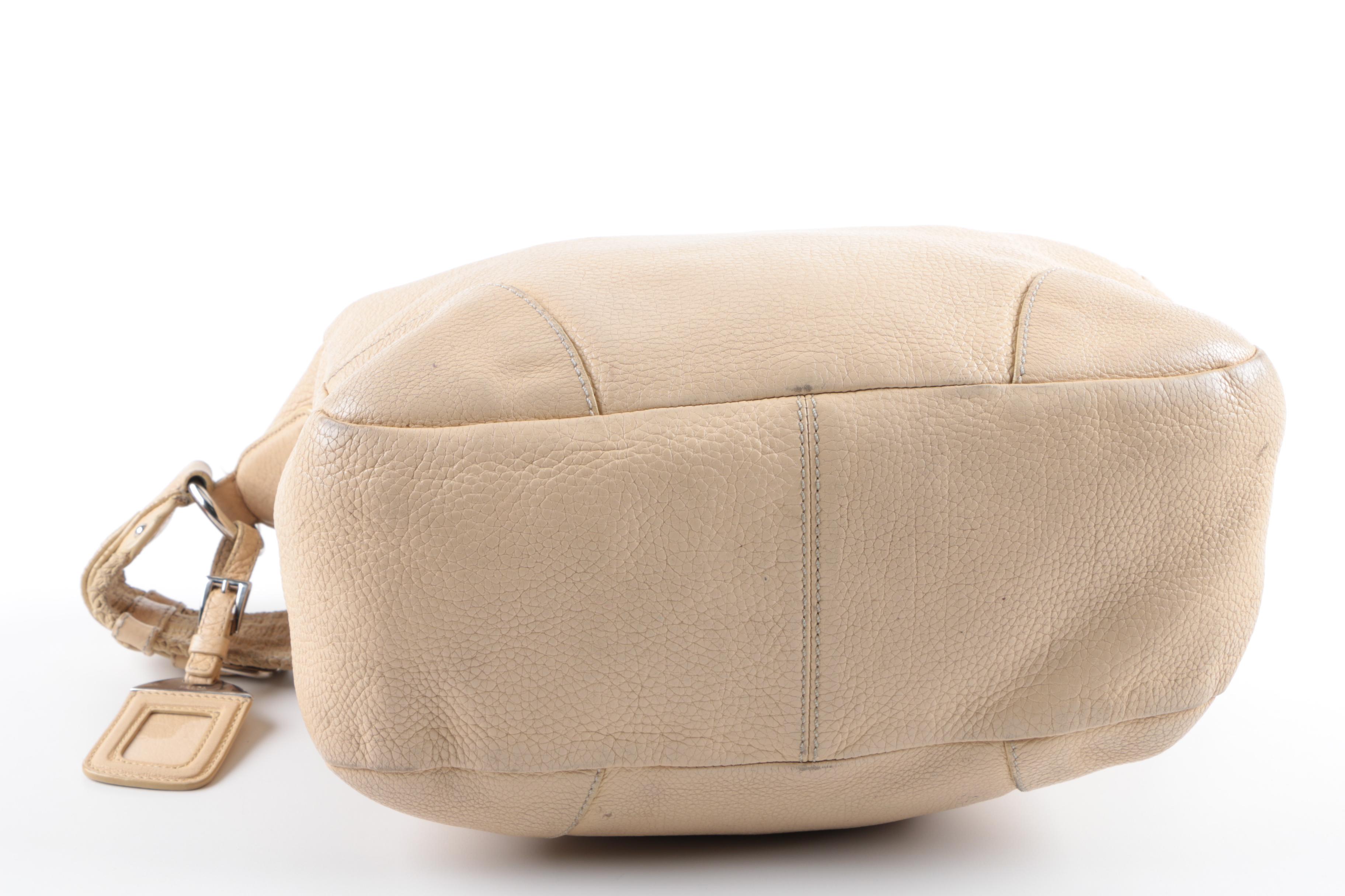 Prada Tan Pebbled Leather Hobo Bag with Rope Handle