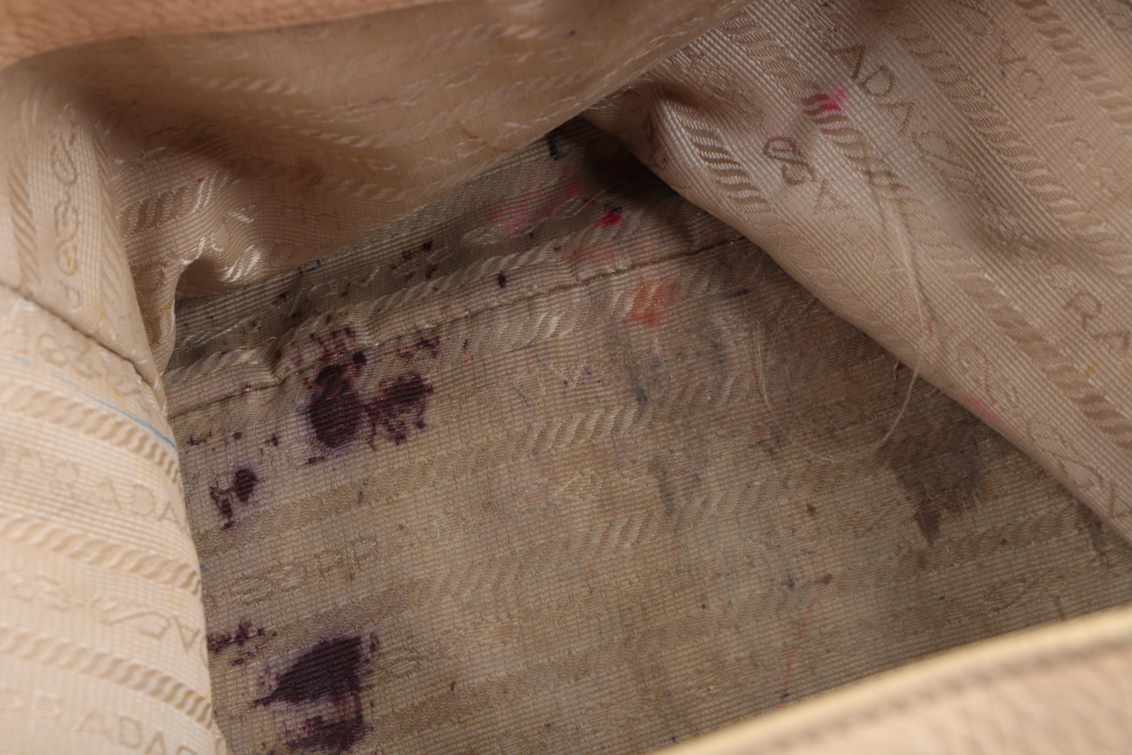 Prada Tan Pebbled Leather Hobo Bag with Rope Handle