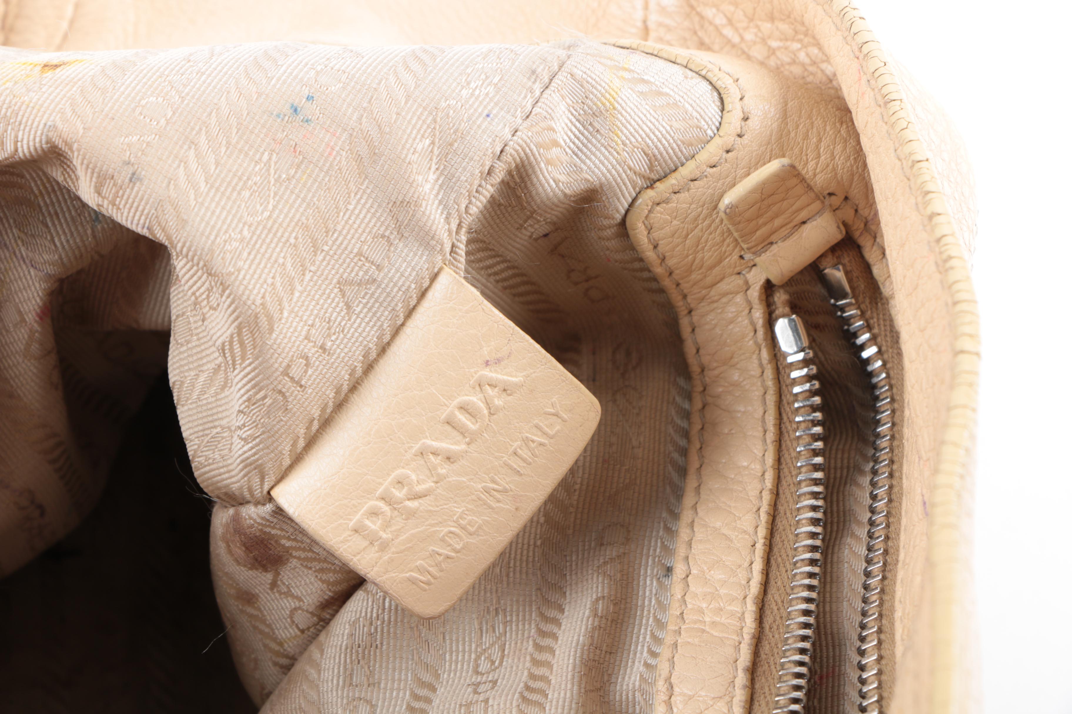 Prada Tan Pebbled Leather Hobo Bag with Rope Handle