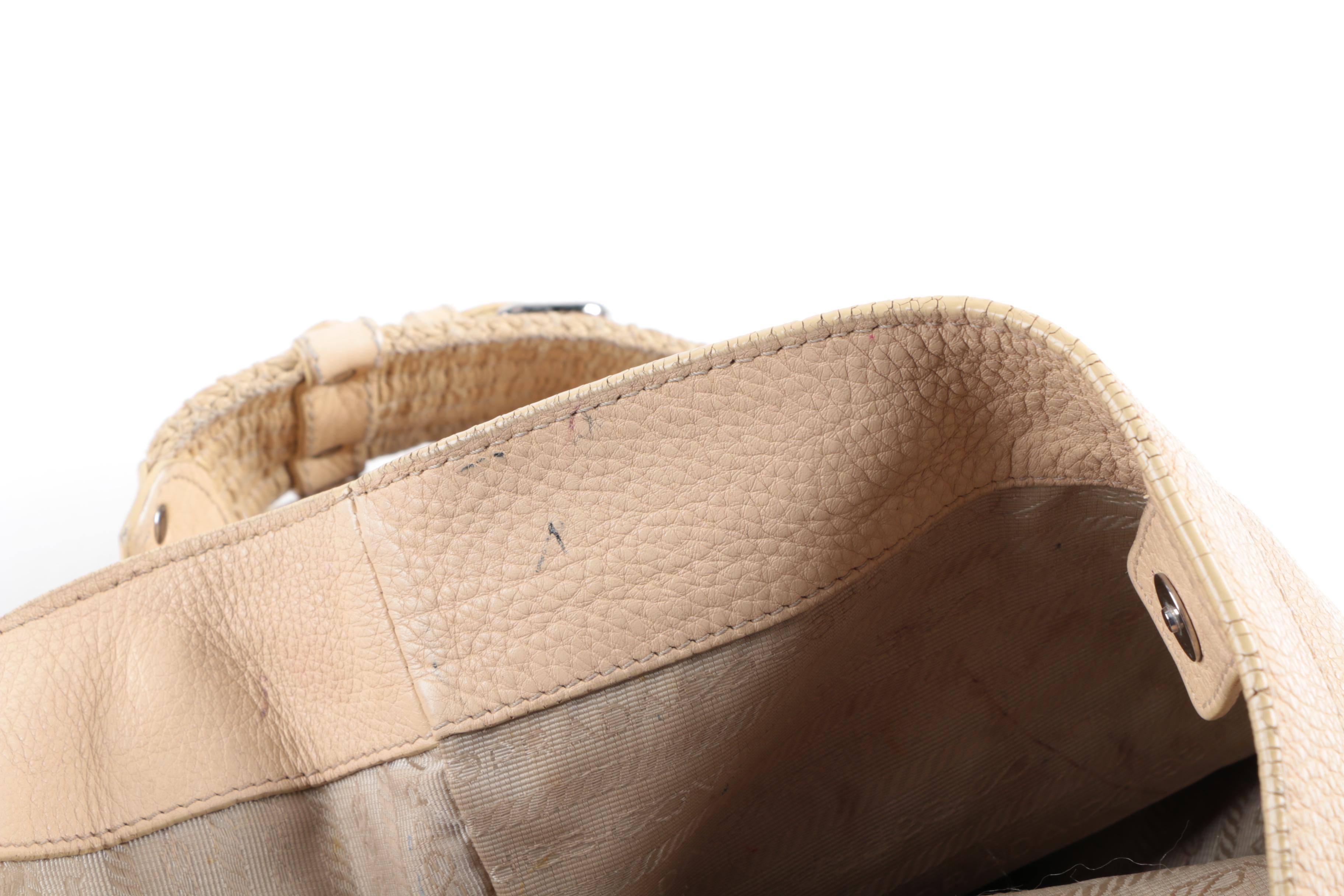 Prada Tan Pebbled Leather Hobo Bag with Rope Handle