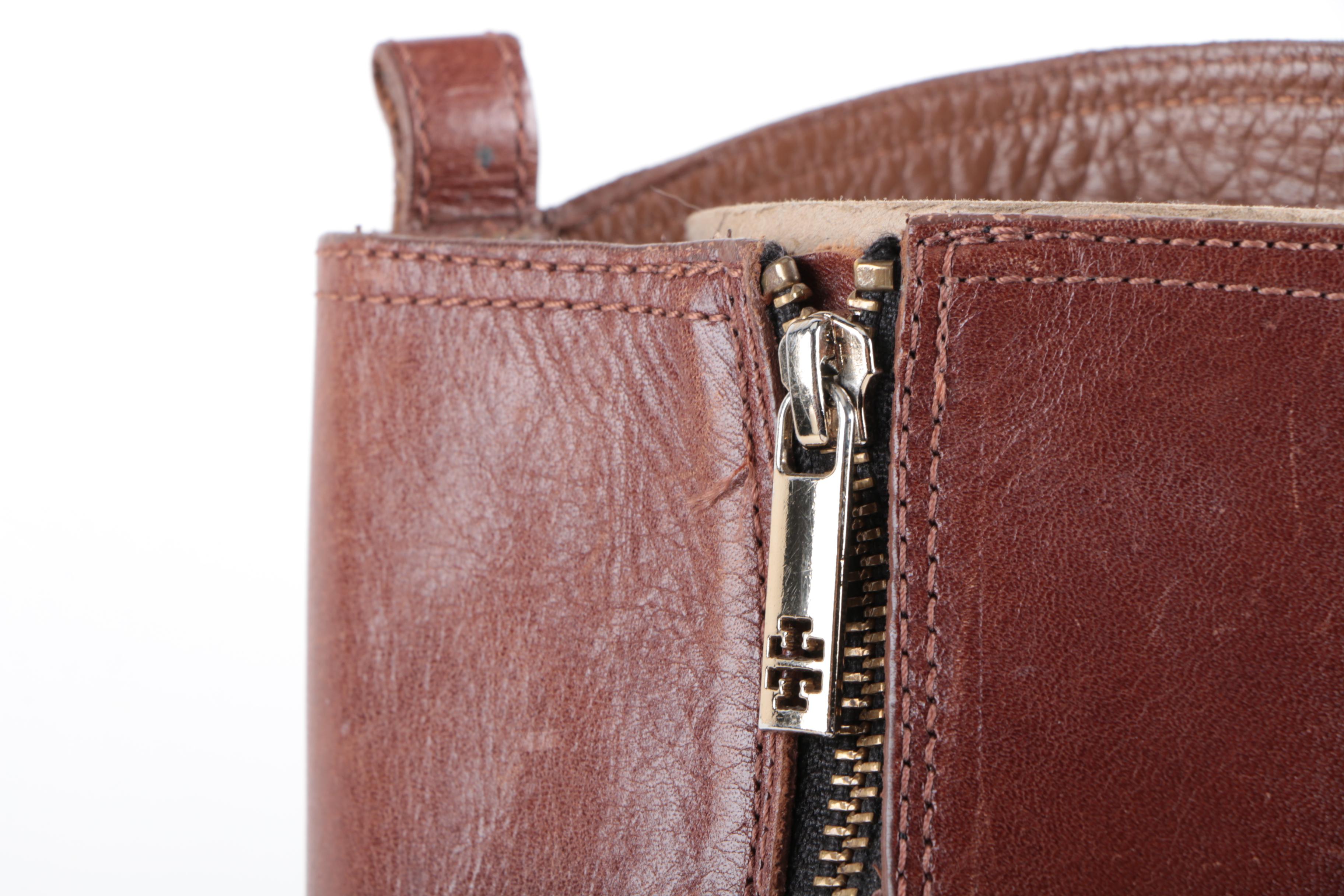 Tory Burch Leather and Wool Riding Boots