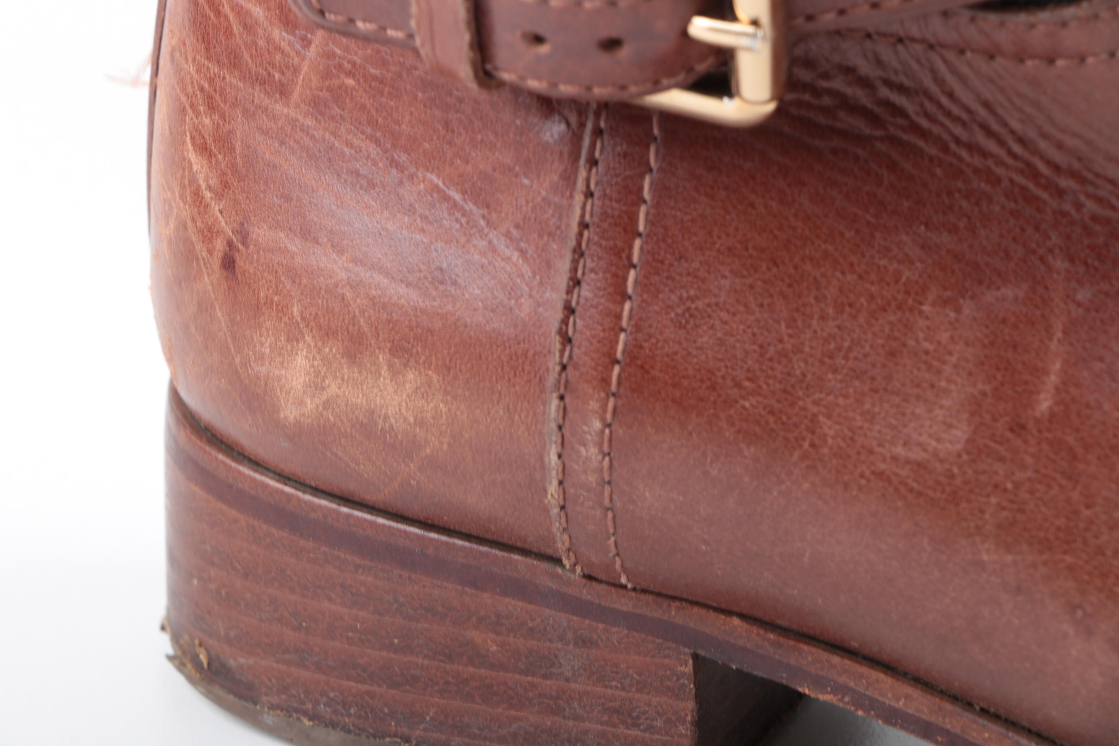 Tory Burch Leather and Wool Riding Boots