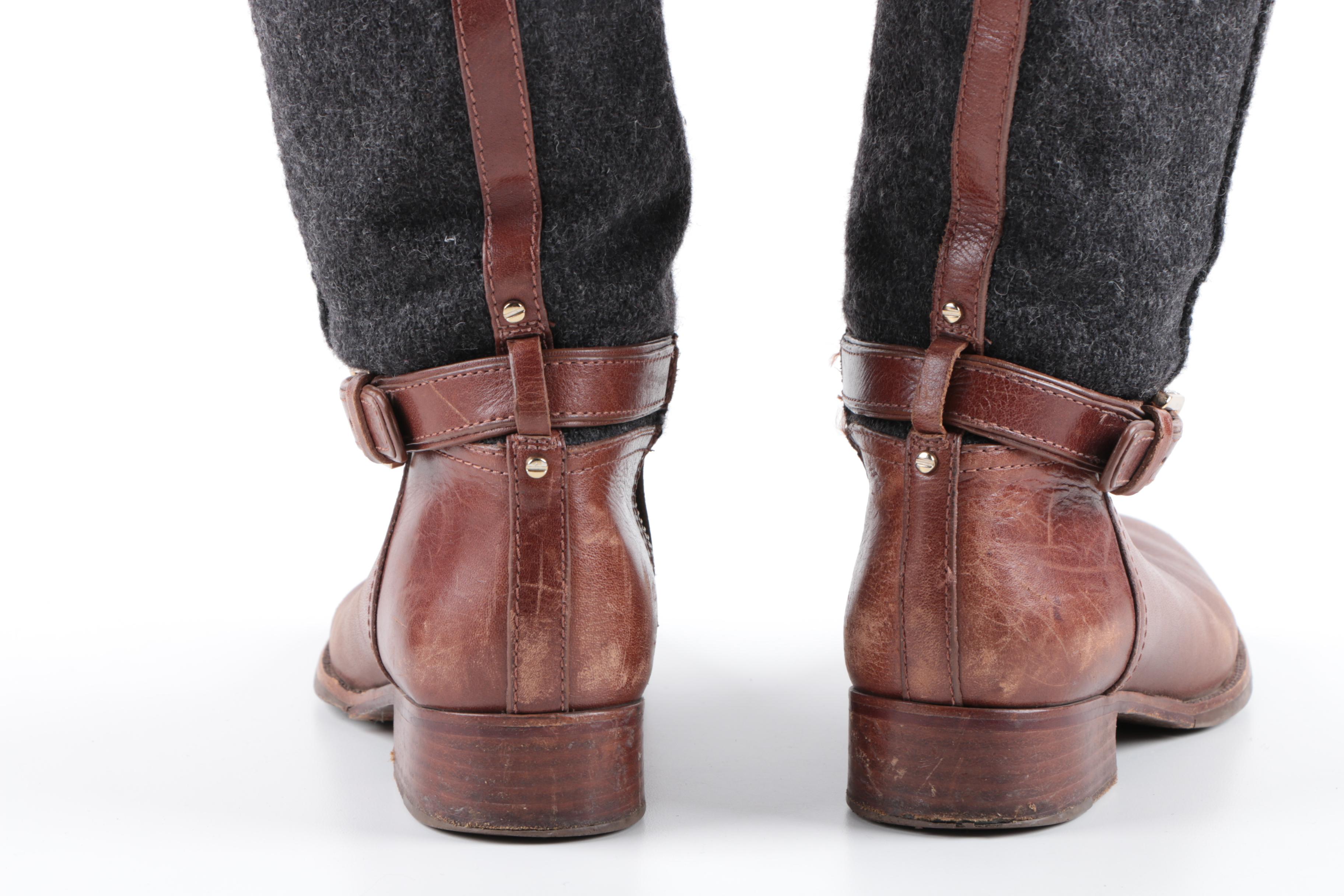 Tory Burch Leather and Wool Riding Boots