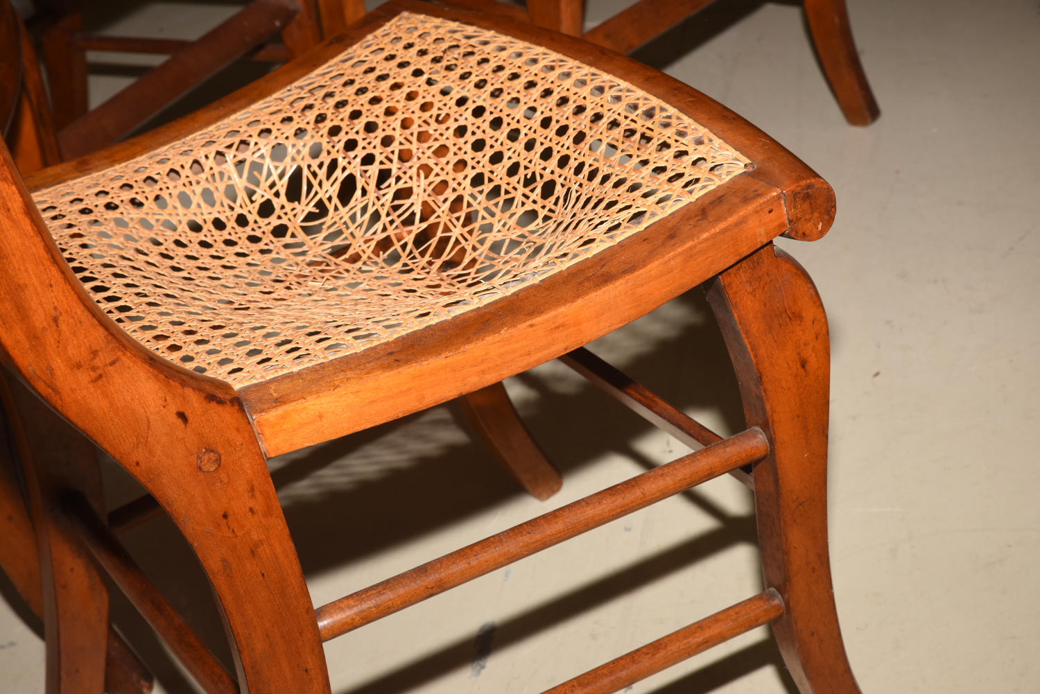 Four Antique Burl Veneer Caned Side Chairs