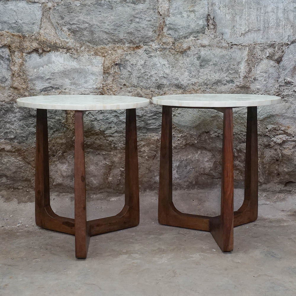 Pair of Danish Modern Style Tile-Top End Tables