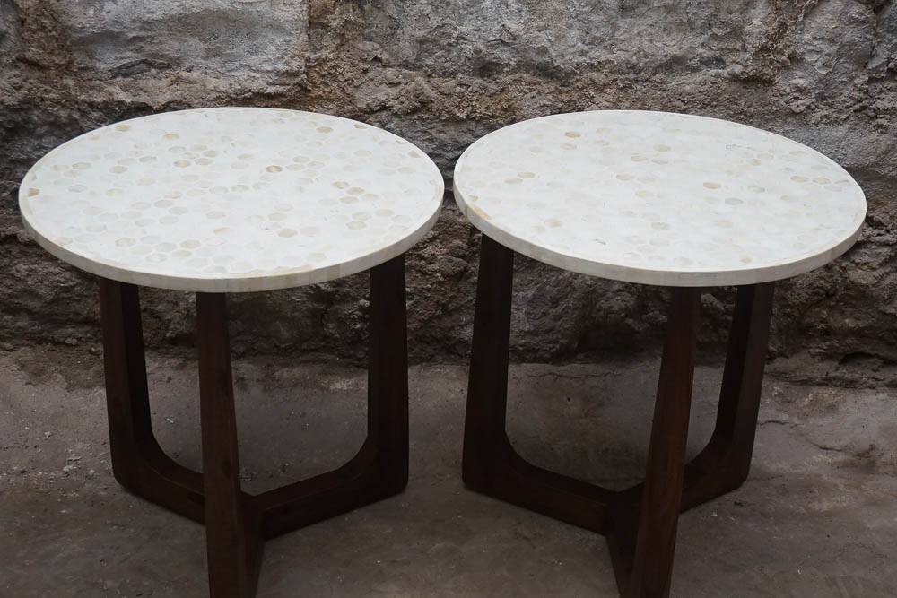 Pair of Danish Modern Style Tile-Top End Tables