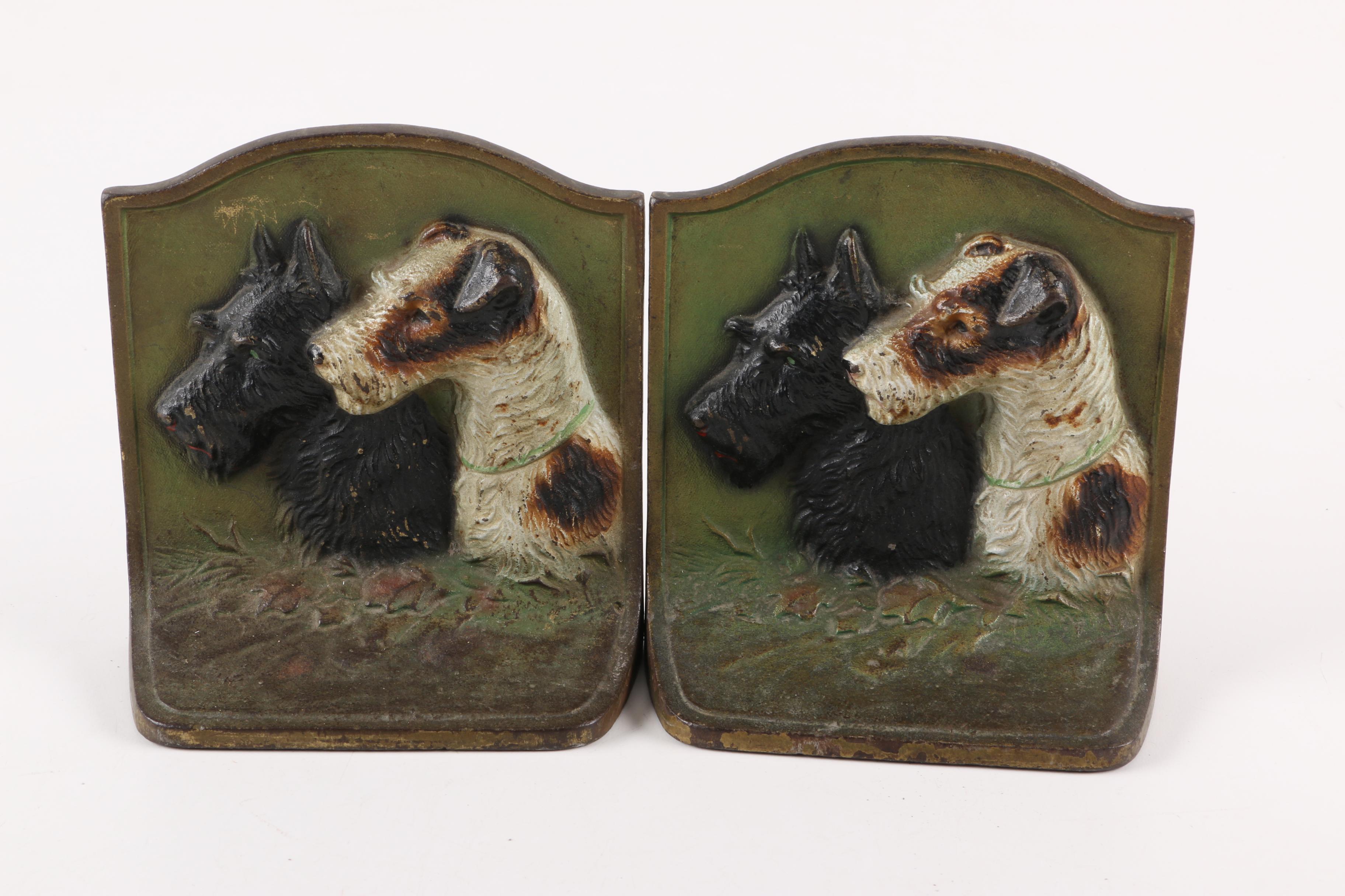 Hubley Cast Iron Dog Theme Bookends