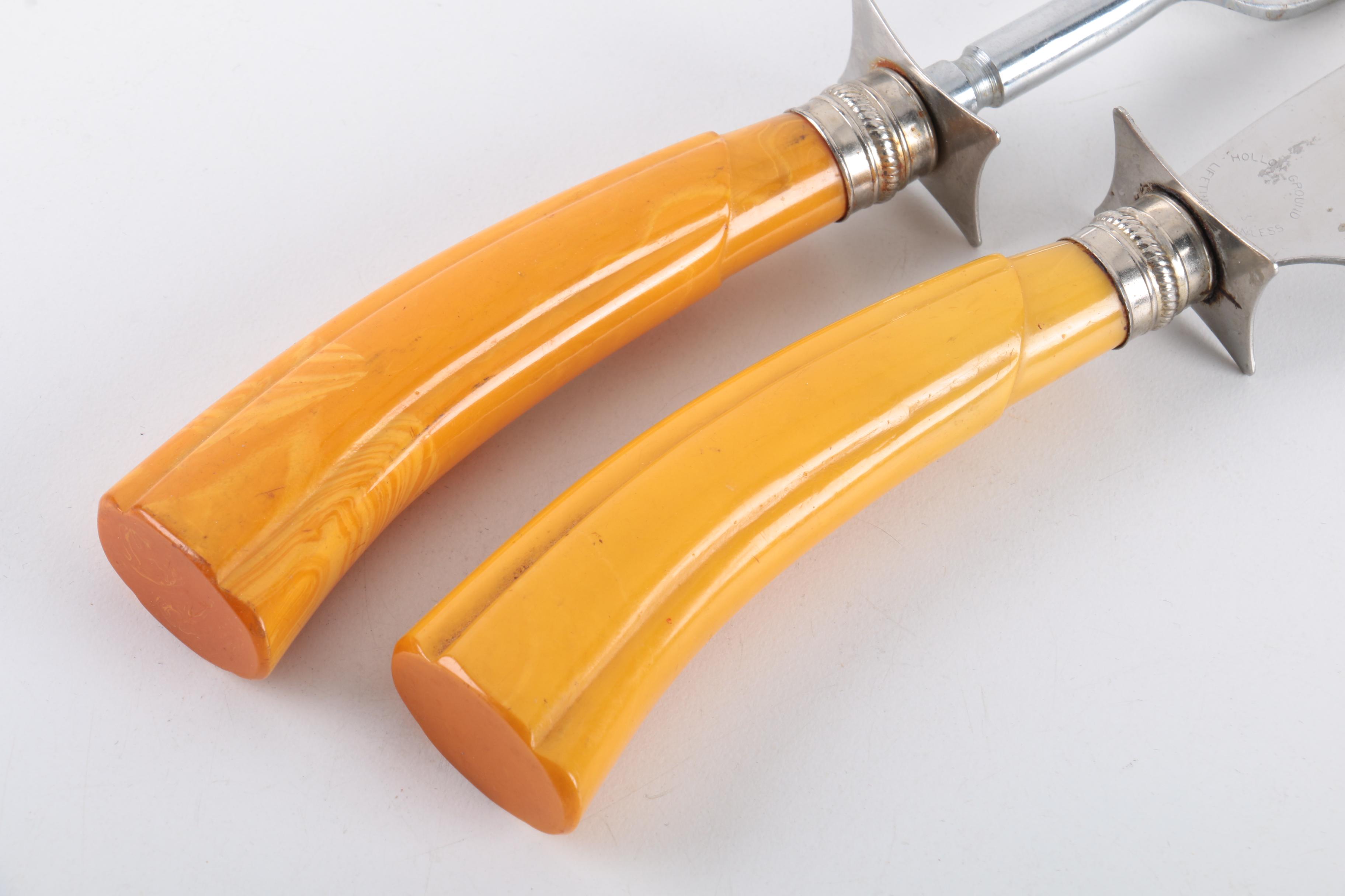 Vintage Silver Plate Carving Set and Assorted Carving Utensils