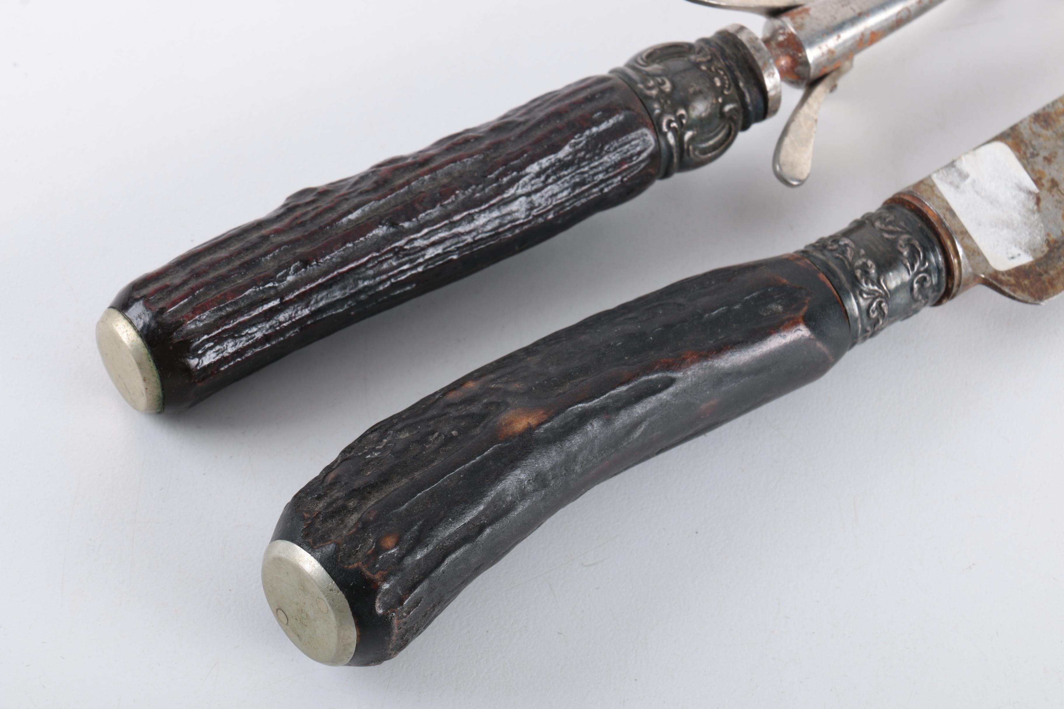 Vintage Silver Plate Carving Set and Assorted Carving Utensils