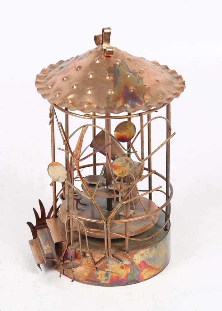 Copper Gazebo Music Box and Brass Ship Figurine