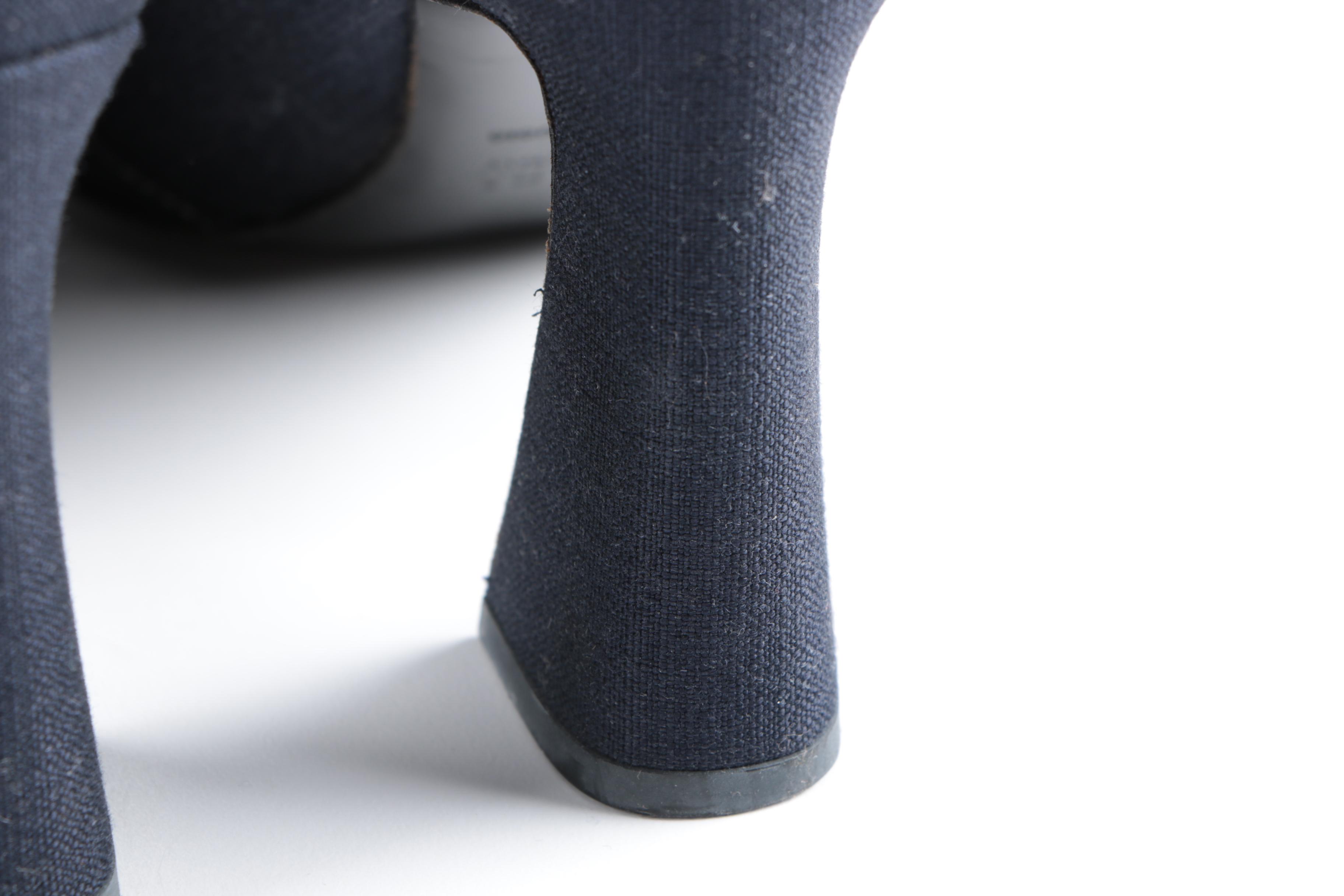 Women's Prada Navy Blue Denim Buckle Pumps