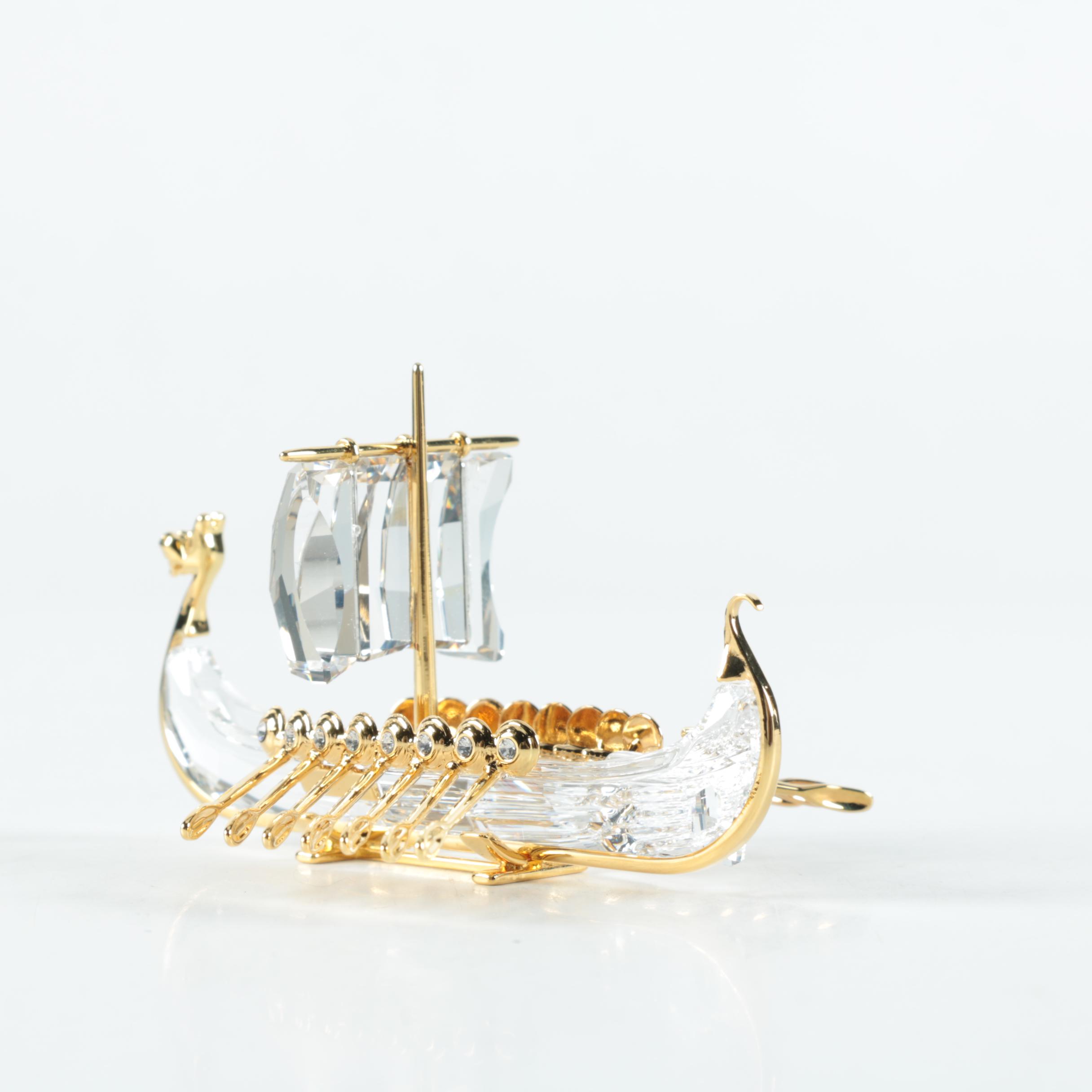 Swarovski Crystal Memories "Viking Ship" and "Limousine" Figurines