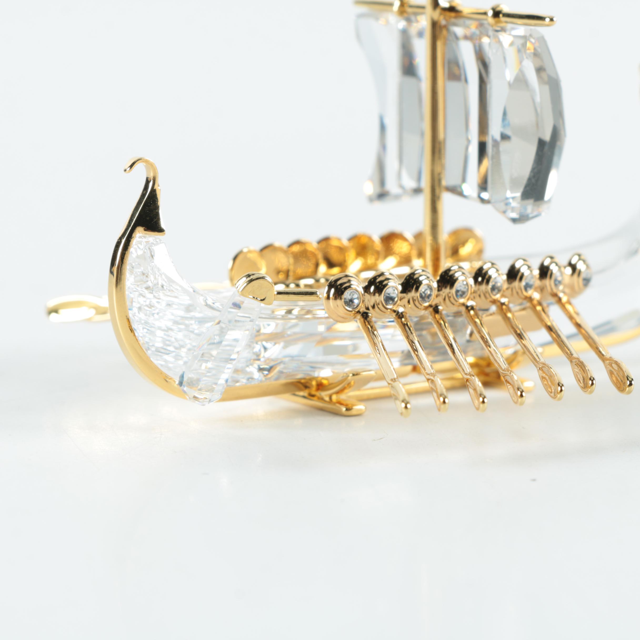 Swarovski Crystal Memories "Viking Ship" and "Limousine" Figurines