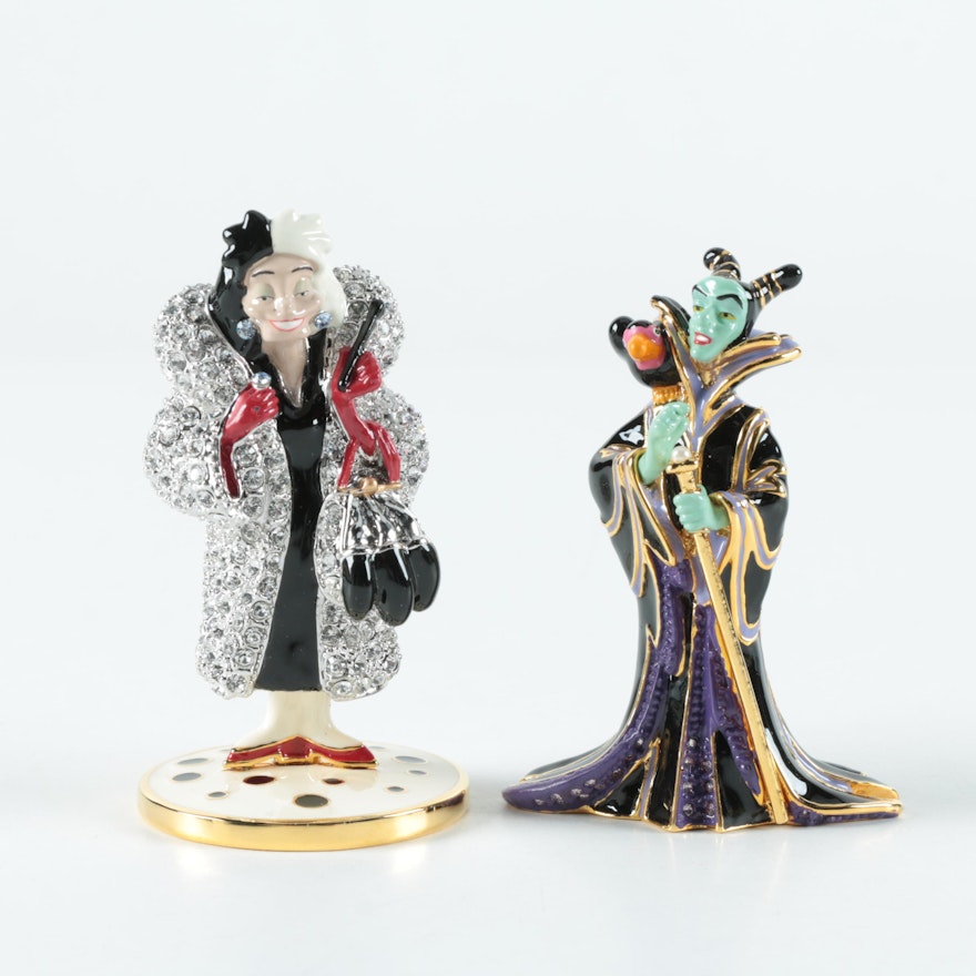 Arribas Brothers Disney Jeweled "Maleficent" and "Cruella de Vil" Figurines