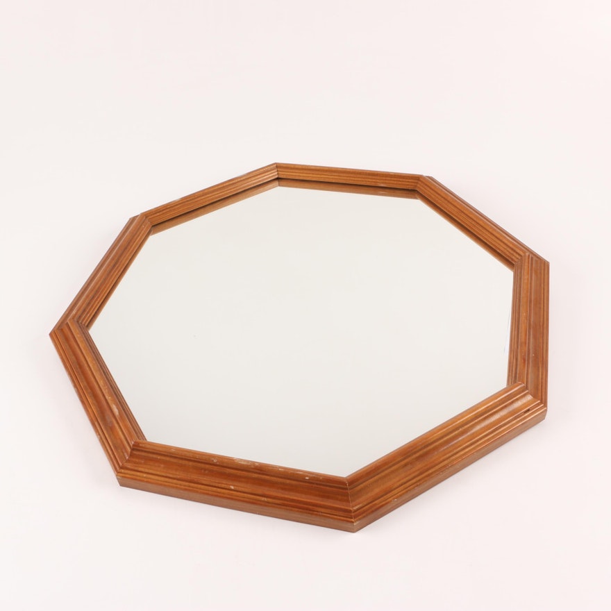 Octagonal Wood Framed Wall Mirror