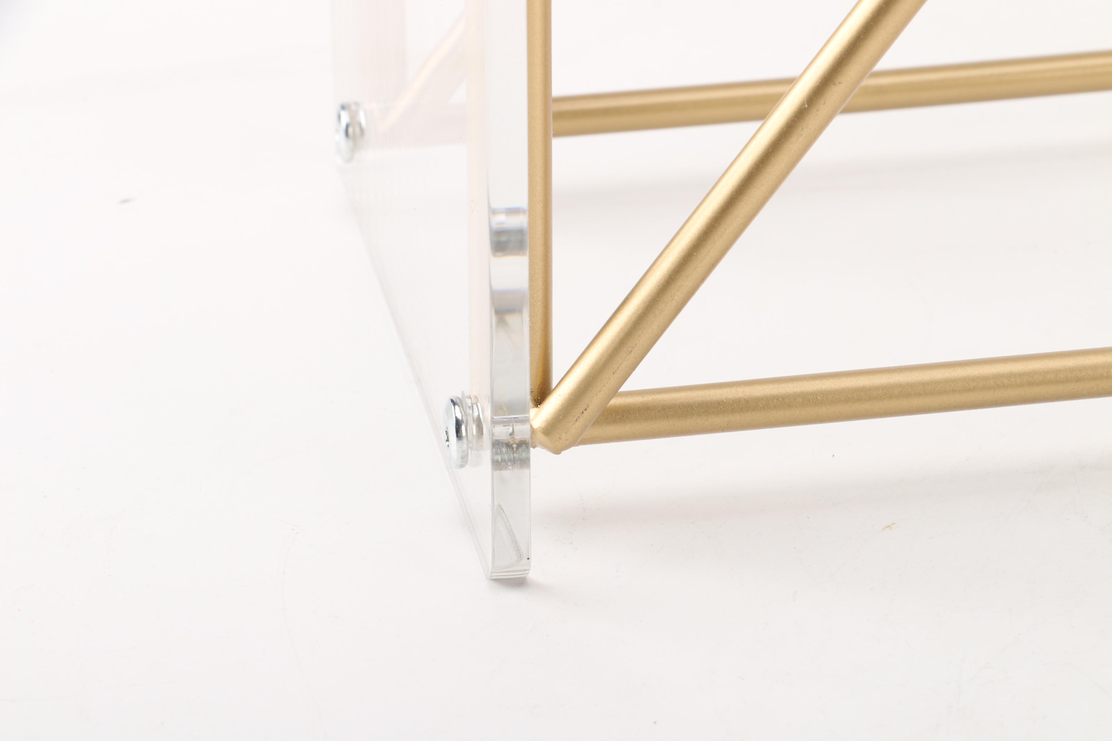 Modernist Acrylic and Gold Tone Metal Accent Tables