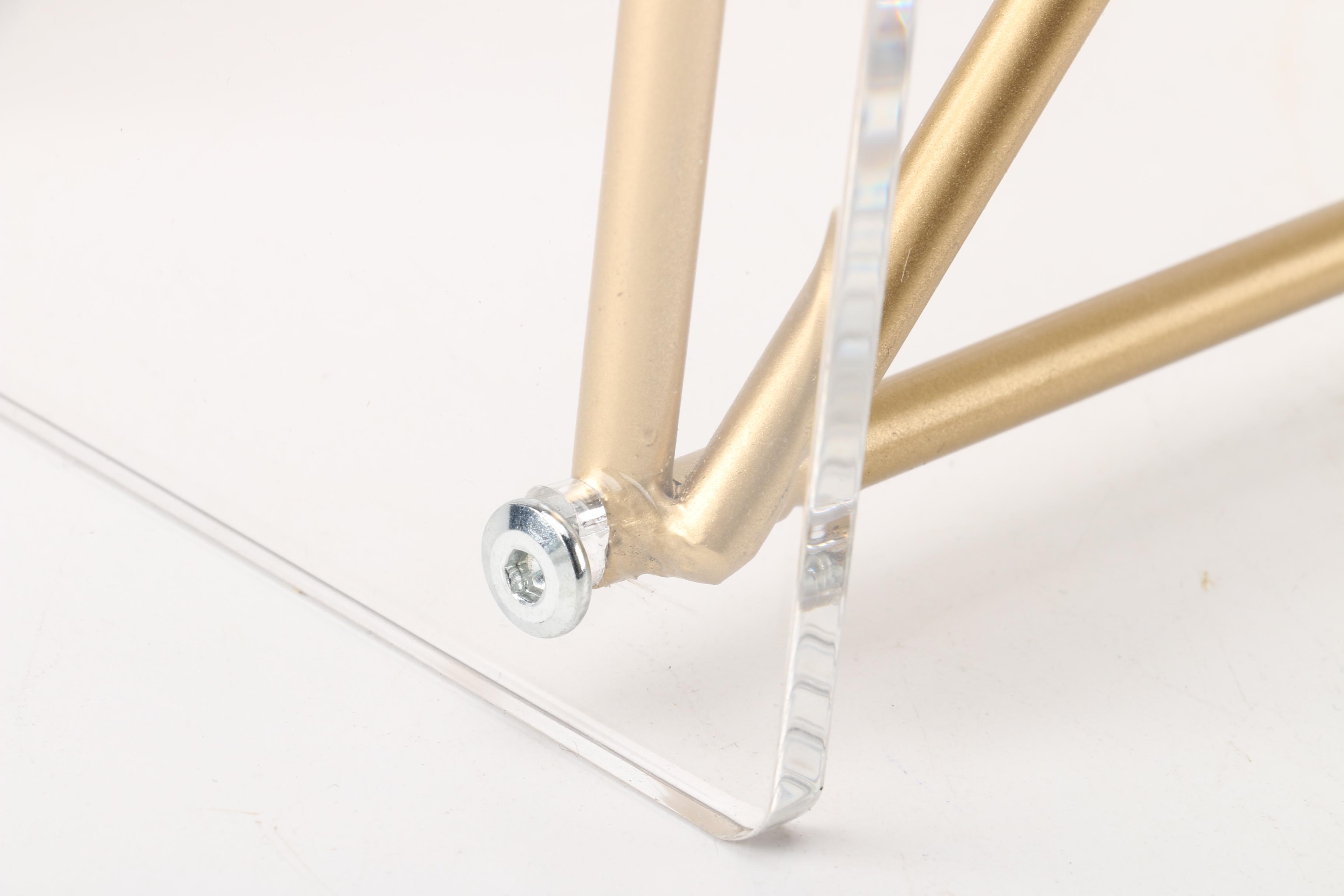 Modernist Acrylic and Gold Tone Metal Accent Tables