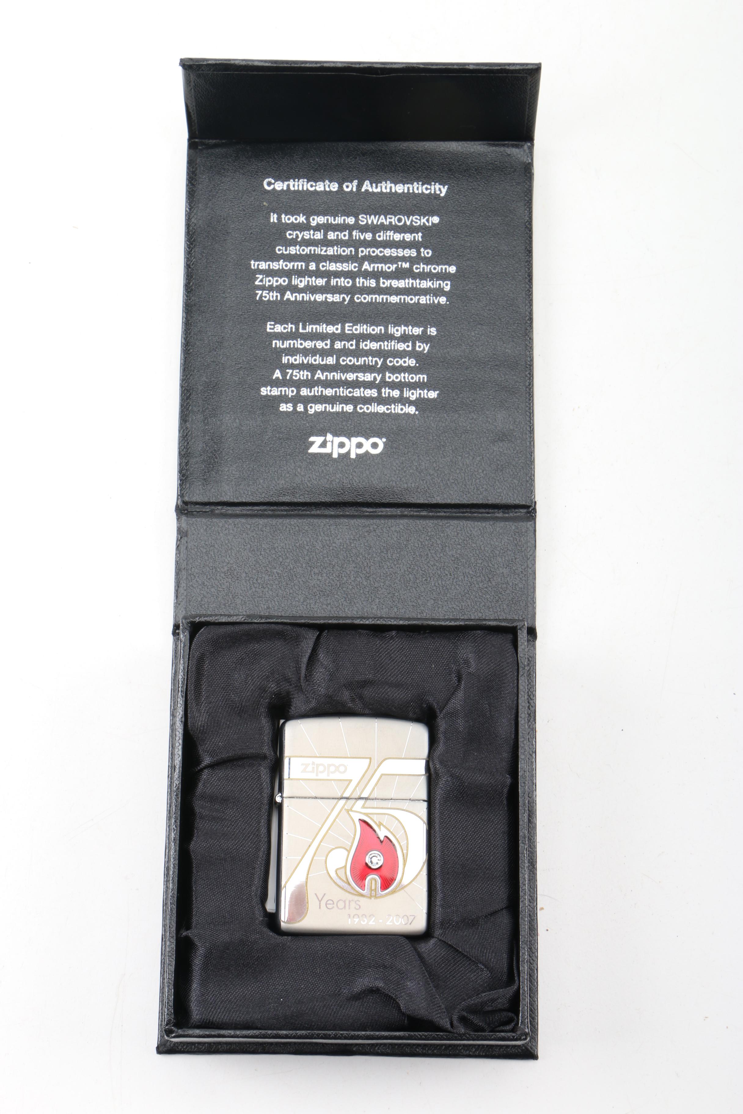 Limited Edition 65th and Swarovski Crystal 75th Anniversary Zippo Lighters