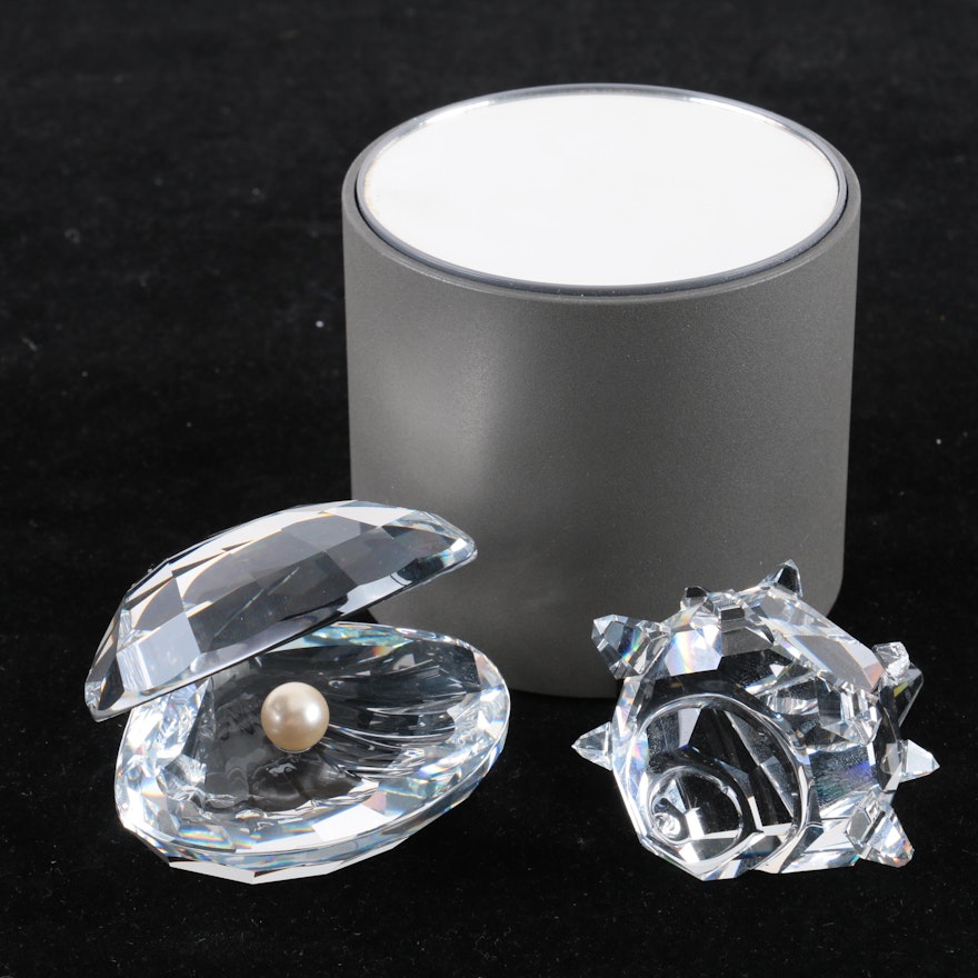 Swarovski Silver Crystal Figurines with Revolving Display