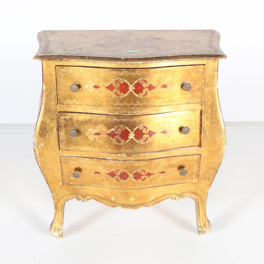 Small Italian Florentine Style Gilt-Wood Chest of Drawers