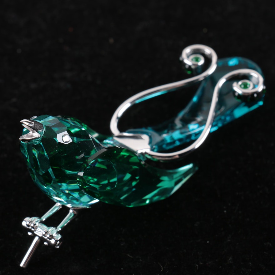 Swarovski Green Crystal and Sterling Boali Bird Figurine