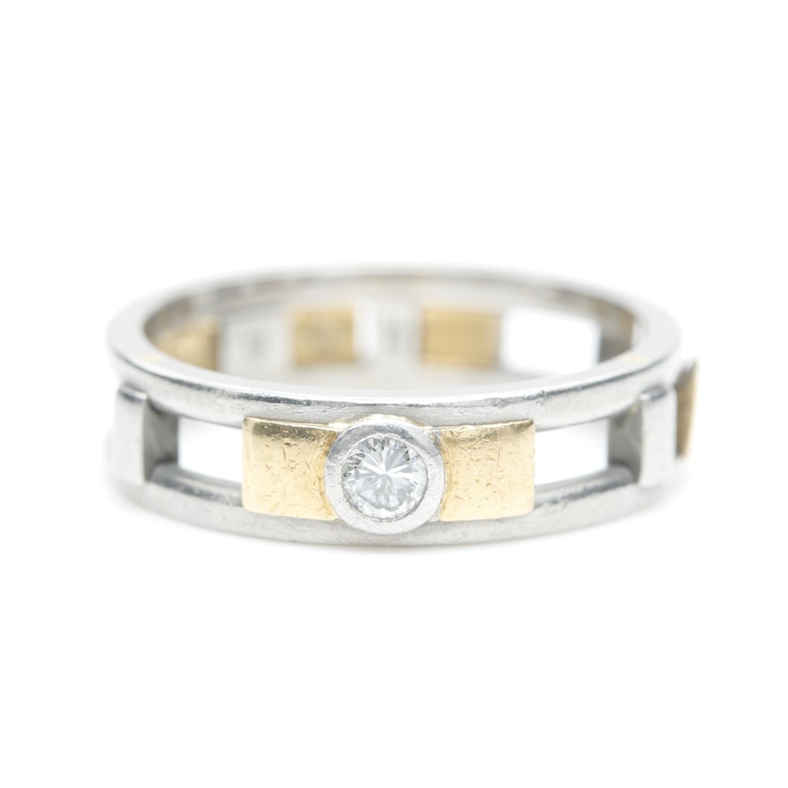 Palladium and 18K Yellow Gold Diamond Band