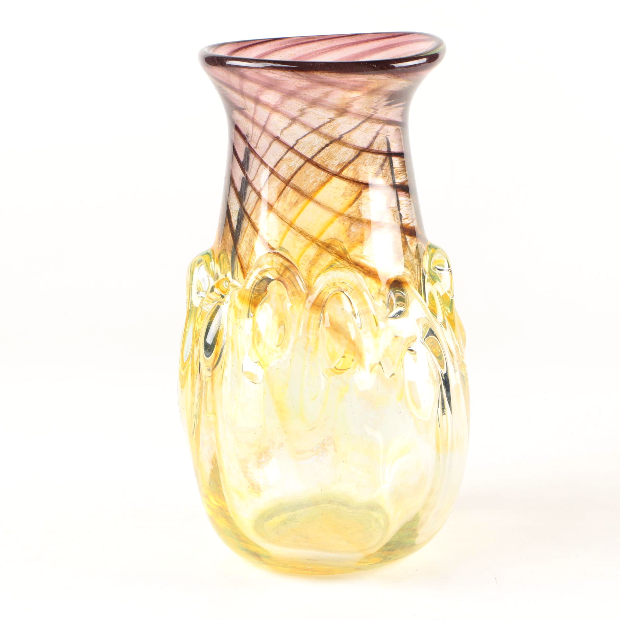 Artist Signed Hand Blown Glass Vase