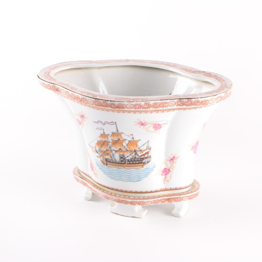 Chinese Porcelain Jardiniere with Base