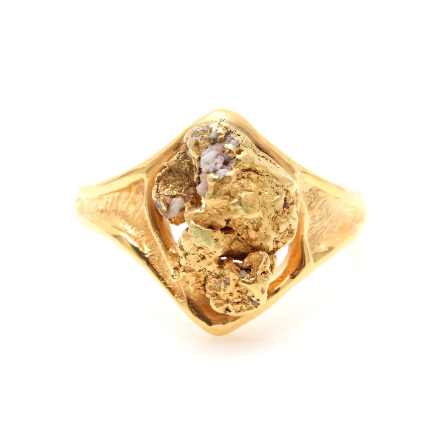 14K Yellow Gold Nugget Ring