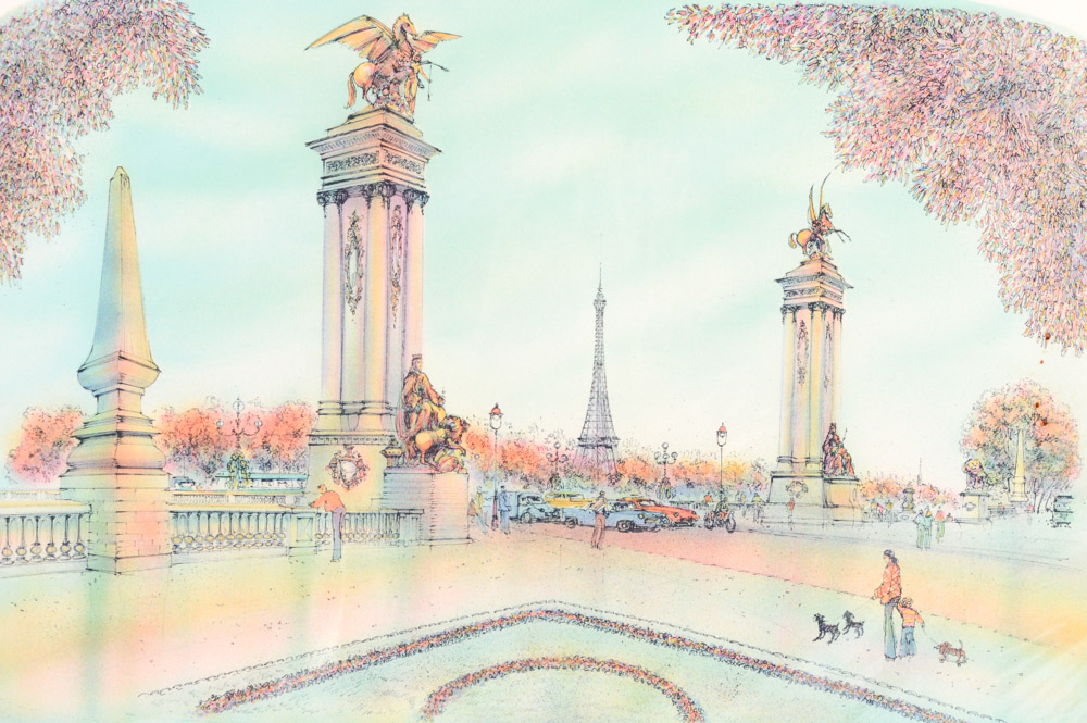 Original Rolf Rafflewski Color Lithograph of Paris