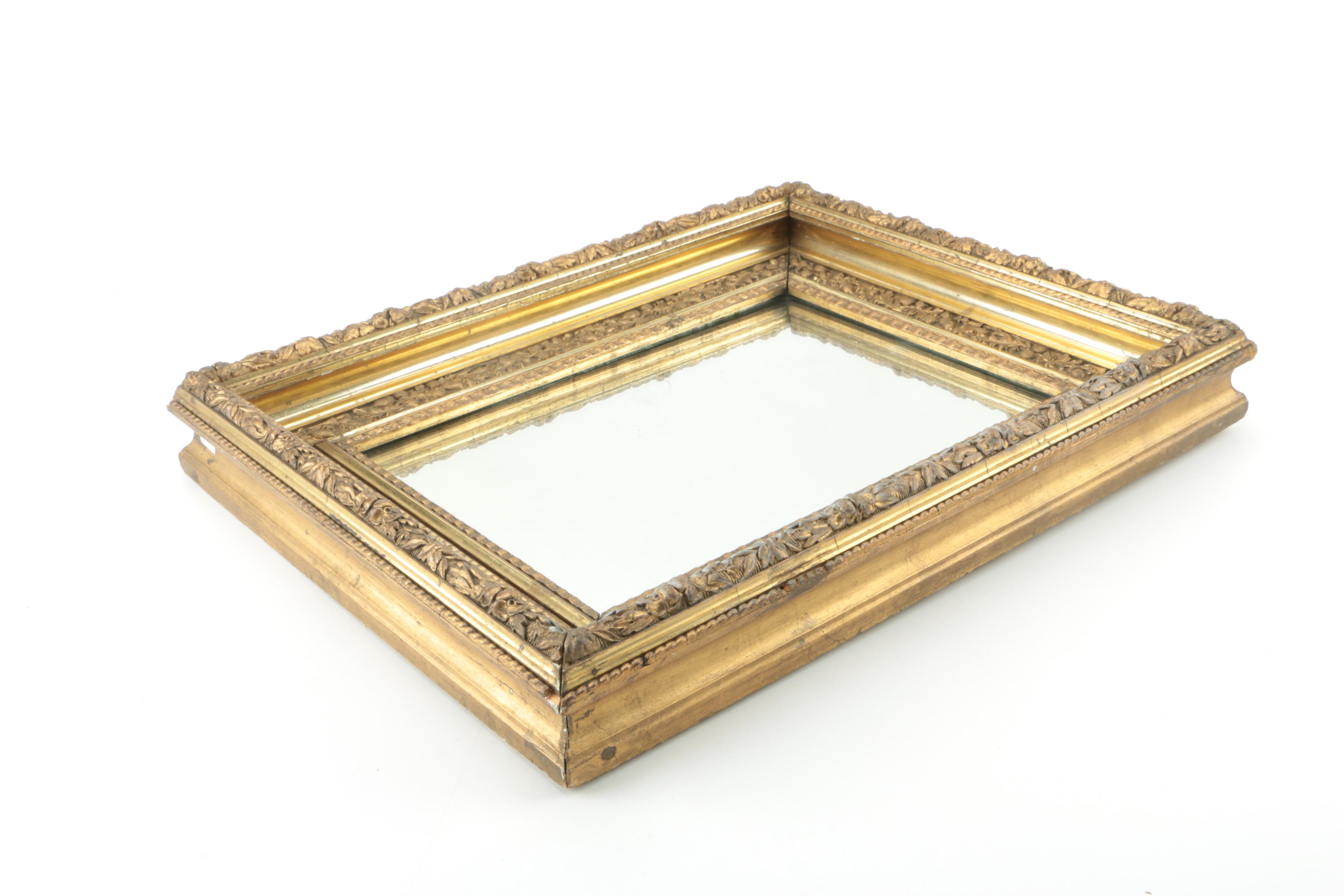 Vintage Victorian Wood Framed Wall Mirror