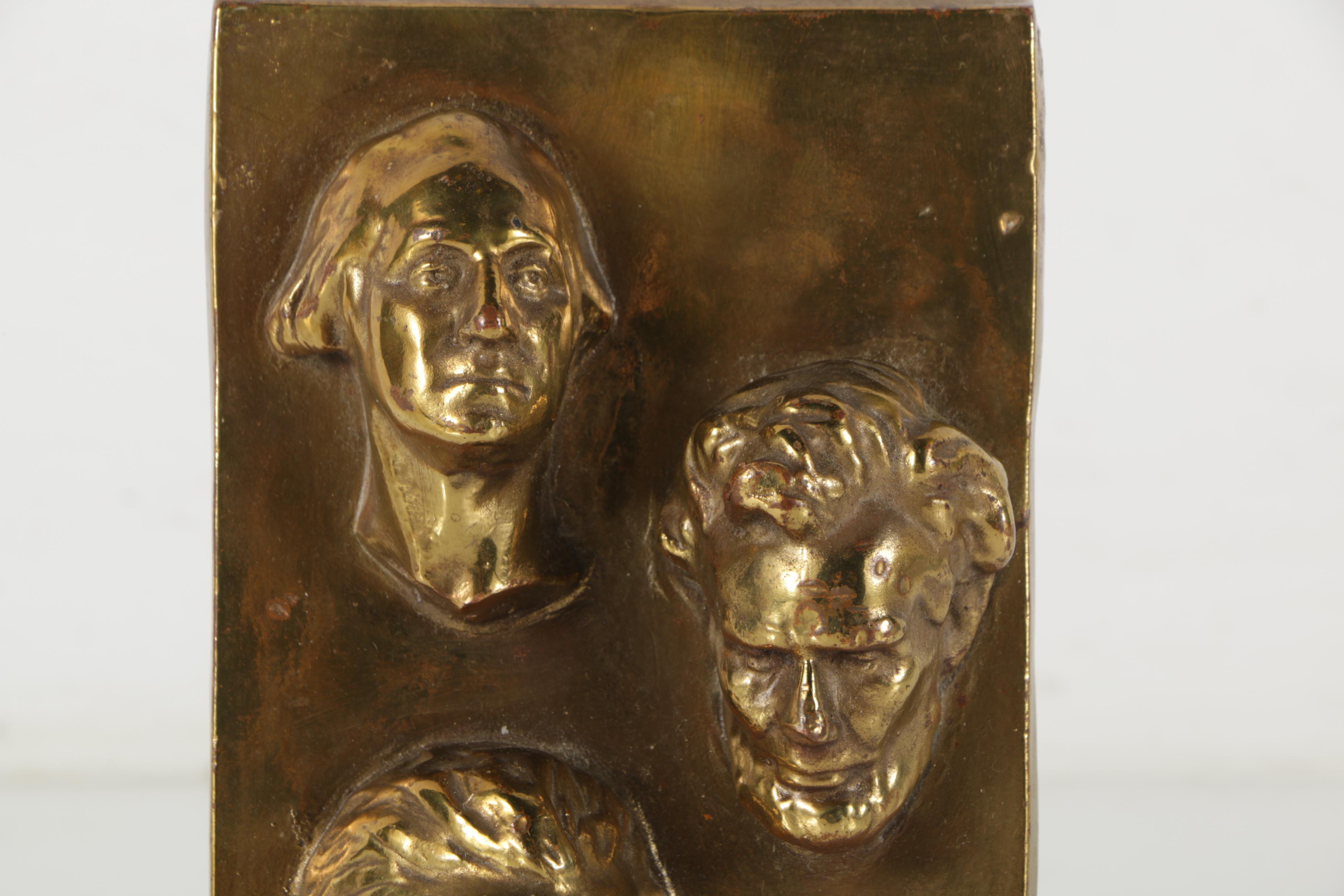 Brass Tone Bust of Abraham Lincoln and Marion Bronze Company "President" Bookend