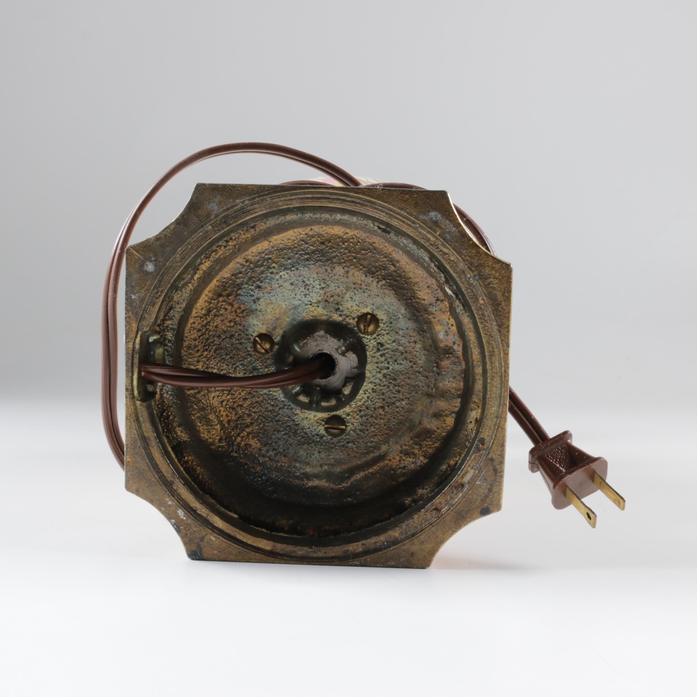 Vintage Pink Floral Ceramic Urn Table Lamp