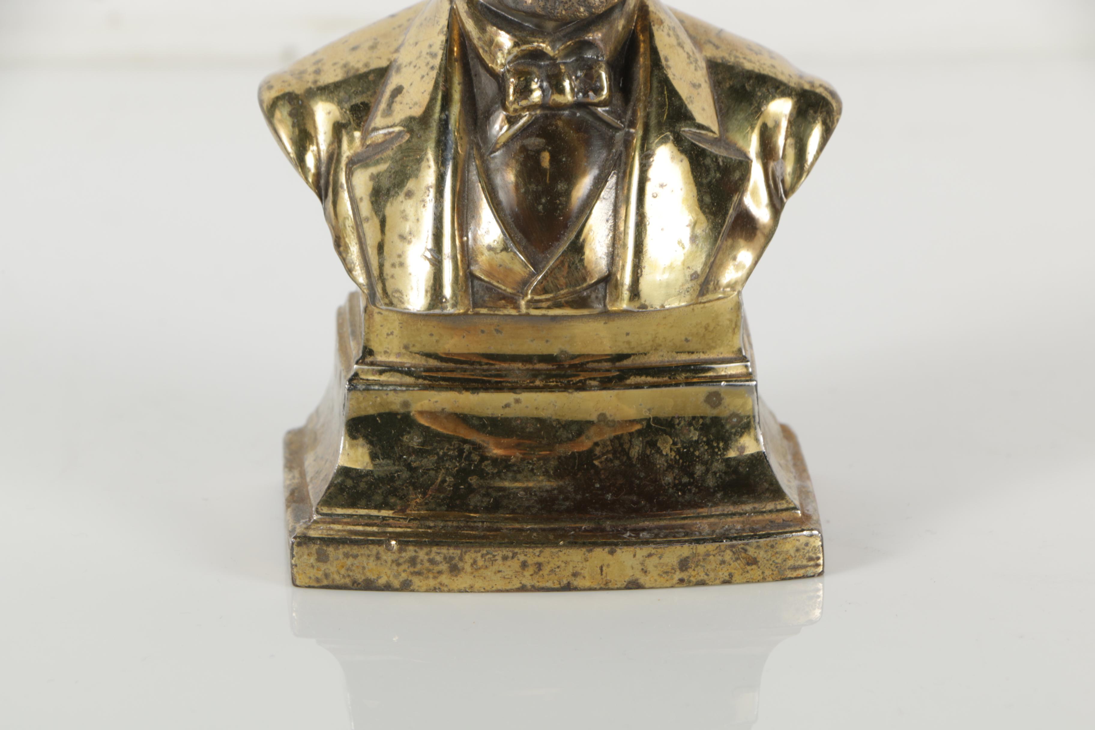Brass Tone Bust of Abraham Lincoln and Marion Bronze Company "President" Bookend