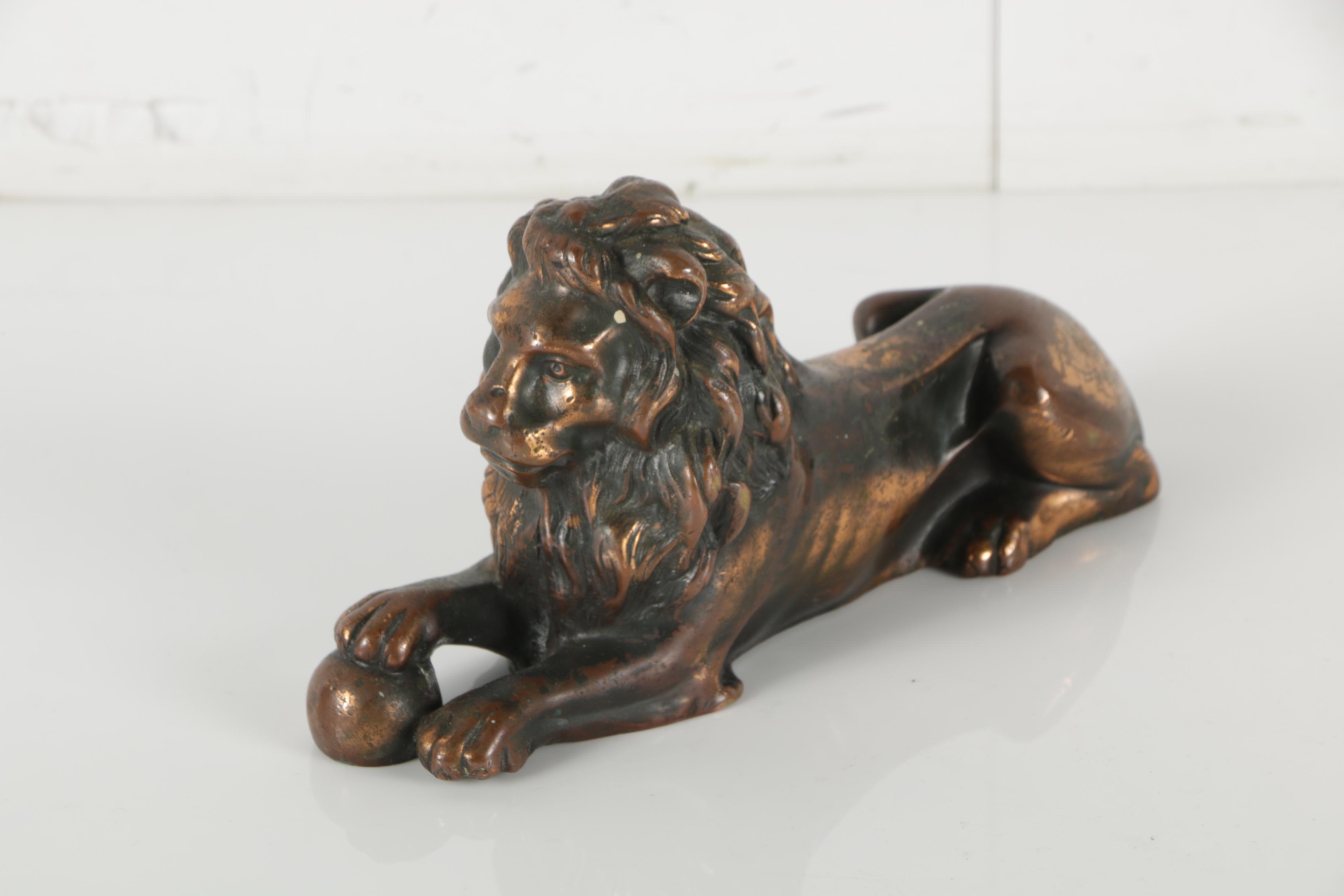 Vintage Metal Lion Sculptures