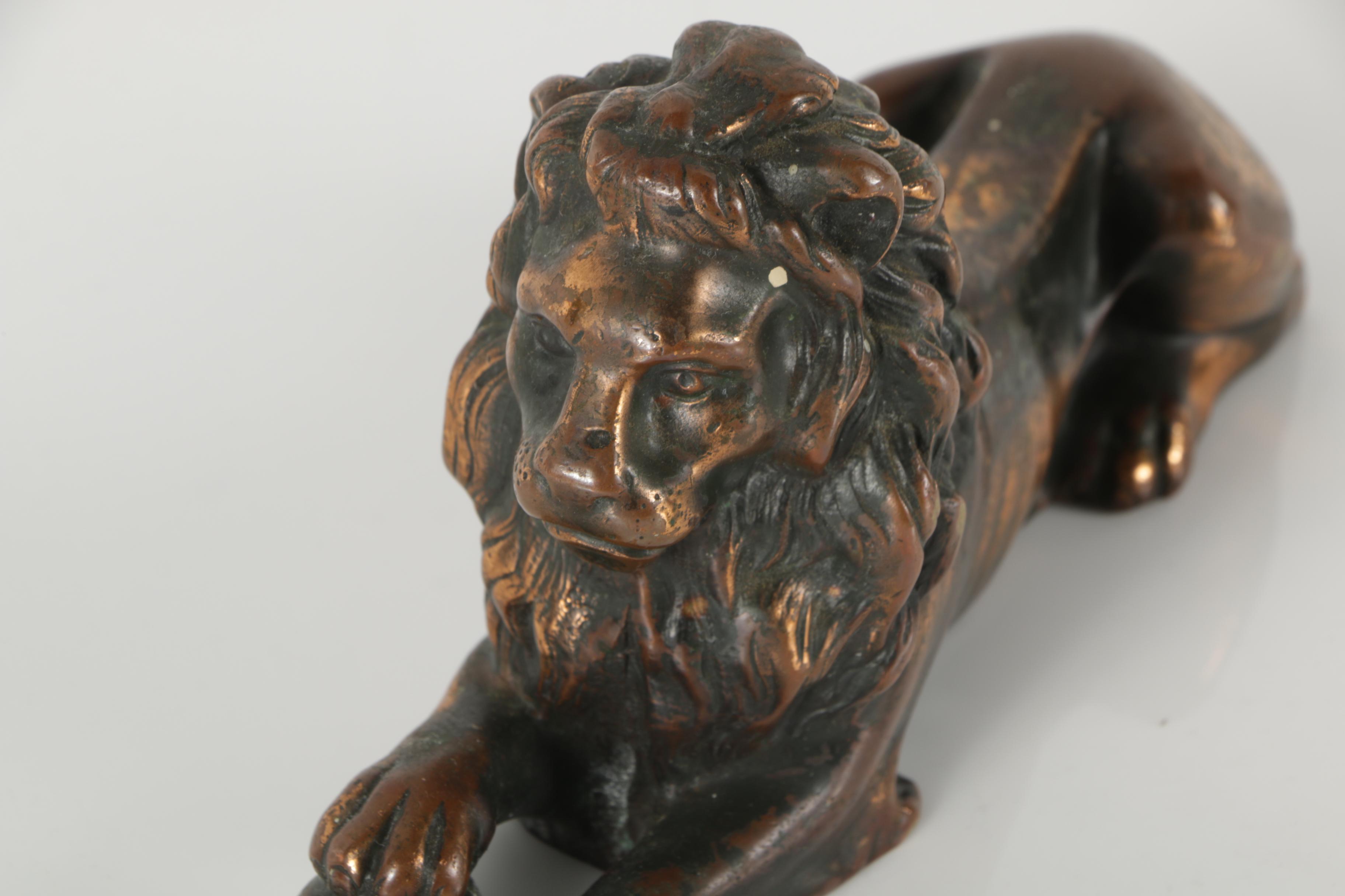 Vintage Metal Lion Sculptures