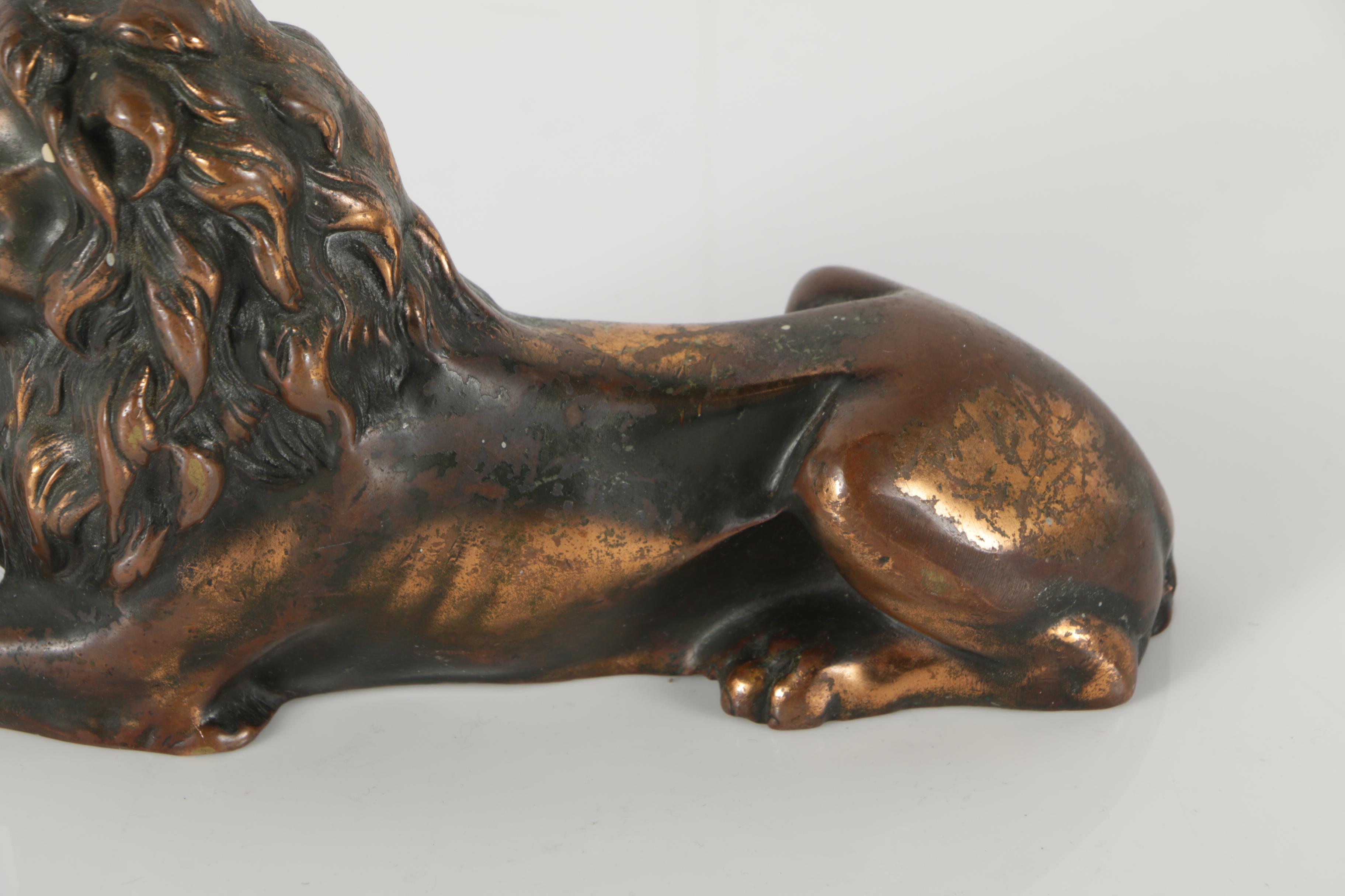 Vintage Metal Lion Sculptures