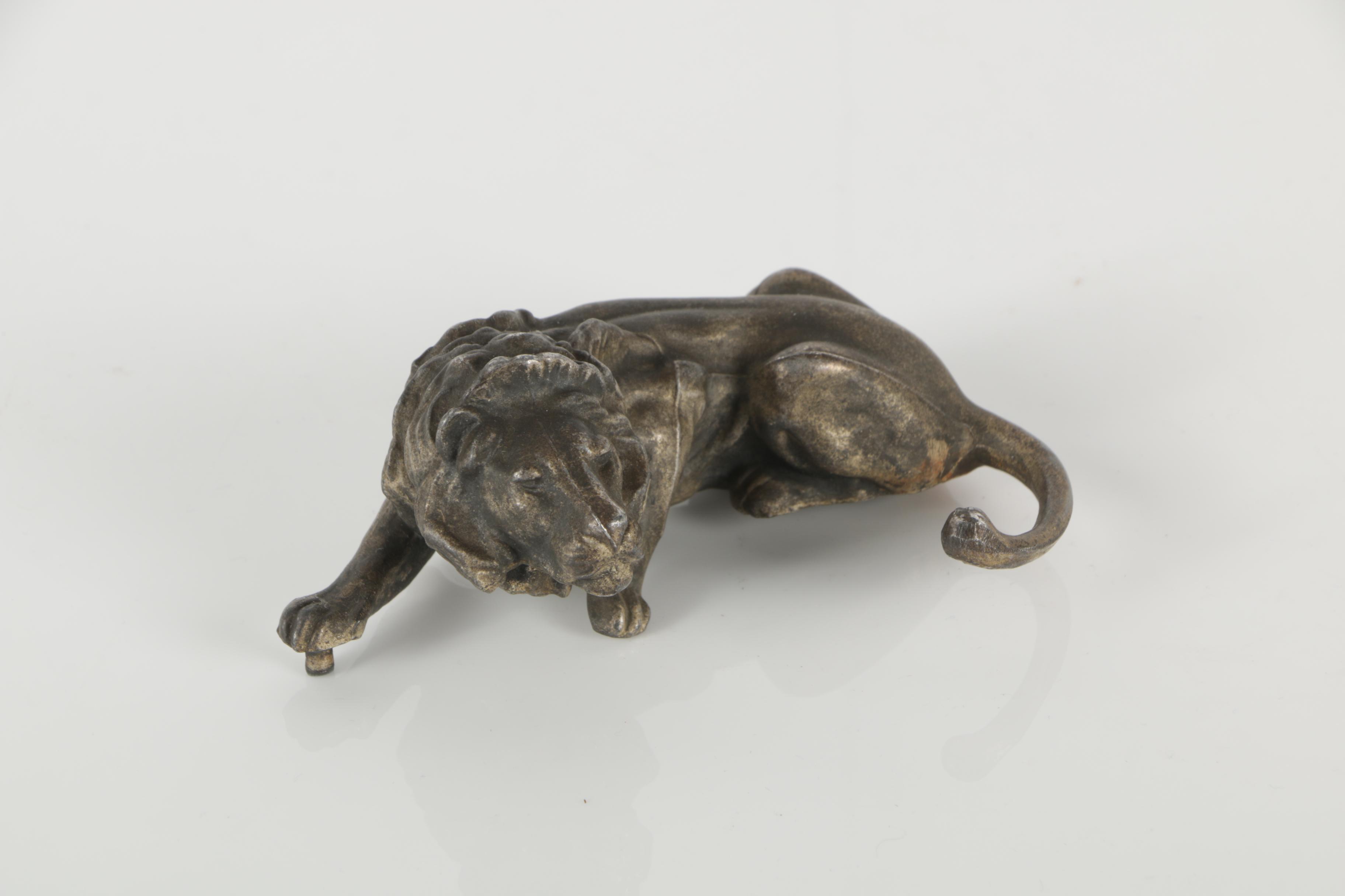 Vintage Metal Lion Sculptures