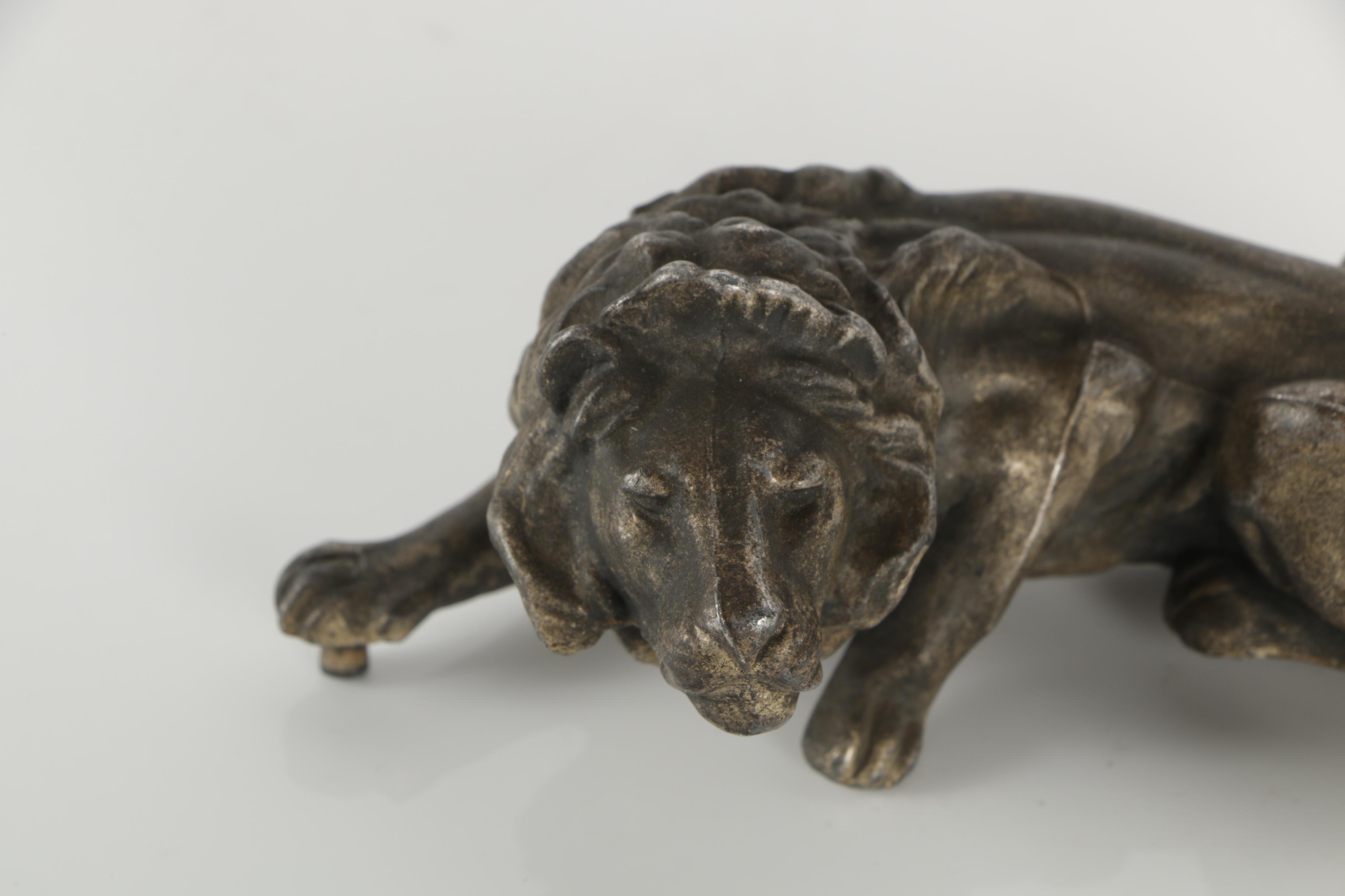 Vintage Metal Lion Sculptures