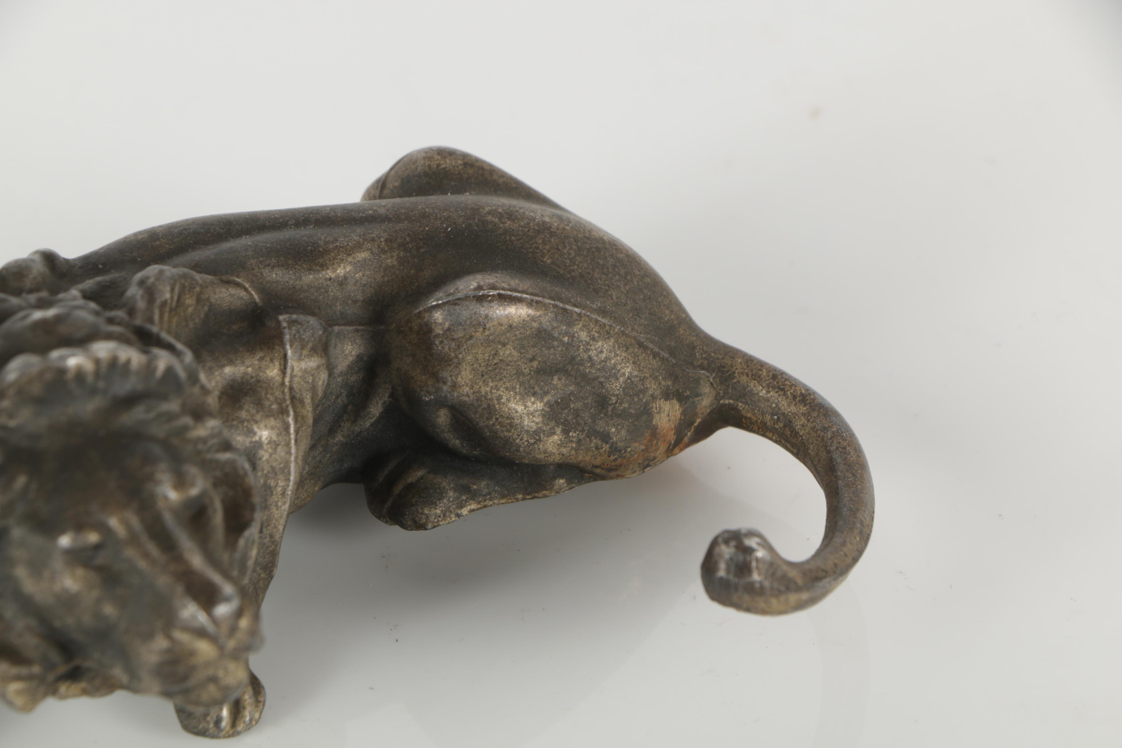 Vintage Metal Lion Sculptures