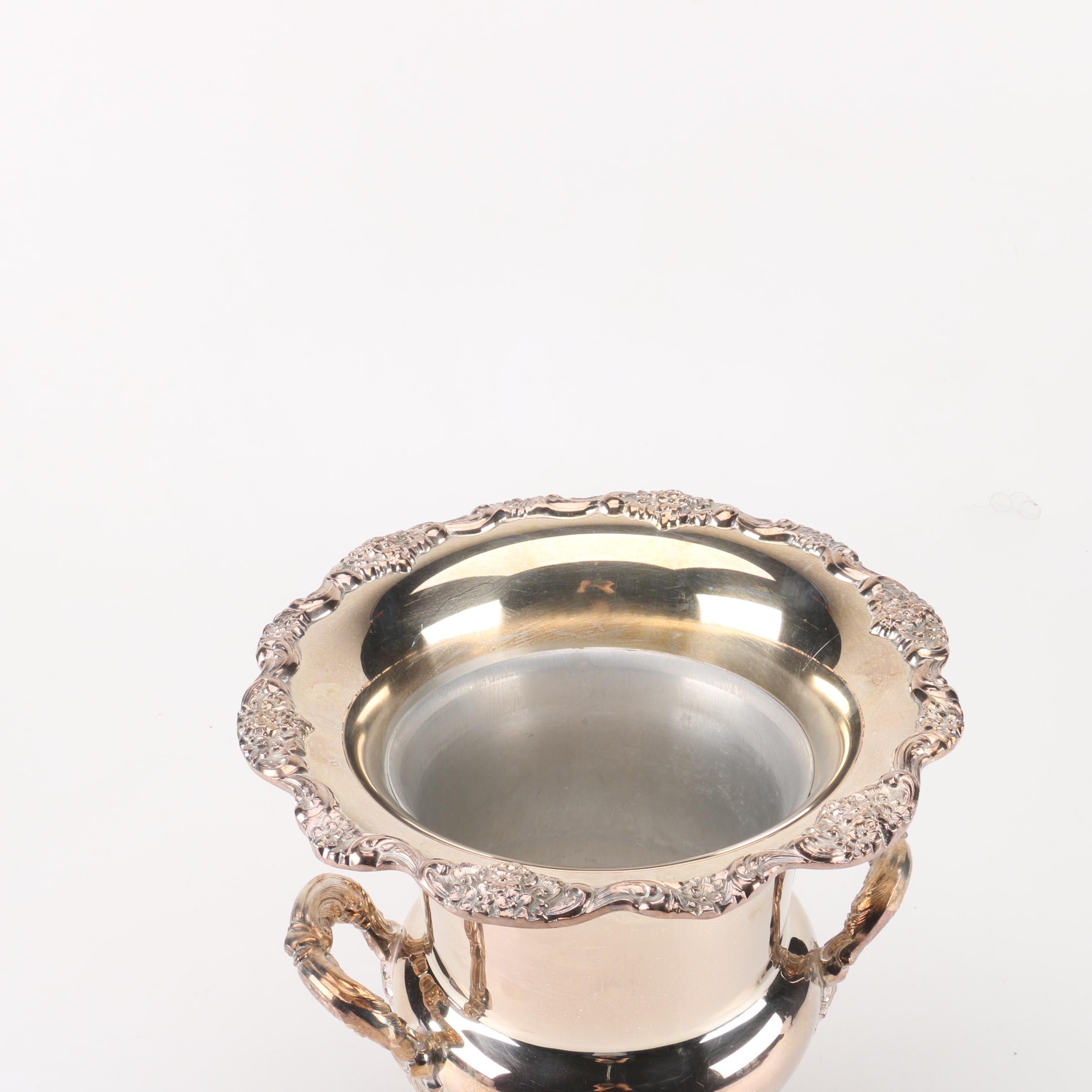 Oneida Silver Plate Handled Serving Tray and Champagne Chiller