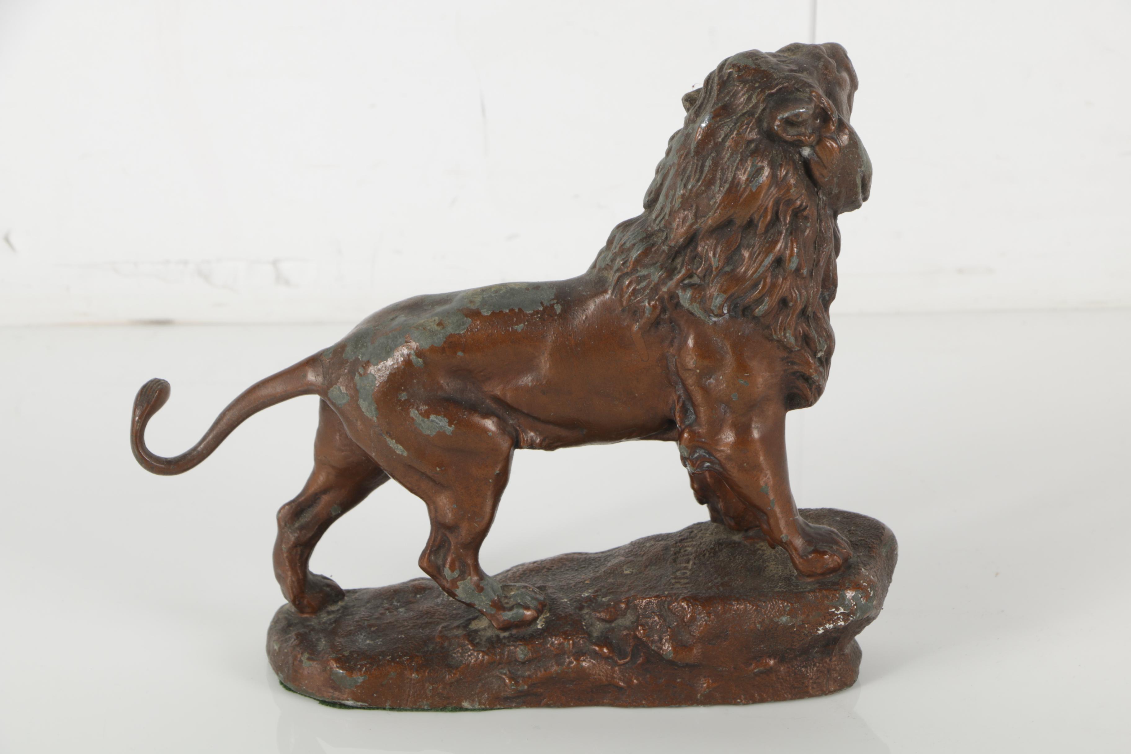 Charles Valton Metal Sculpture of a Lion