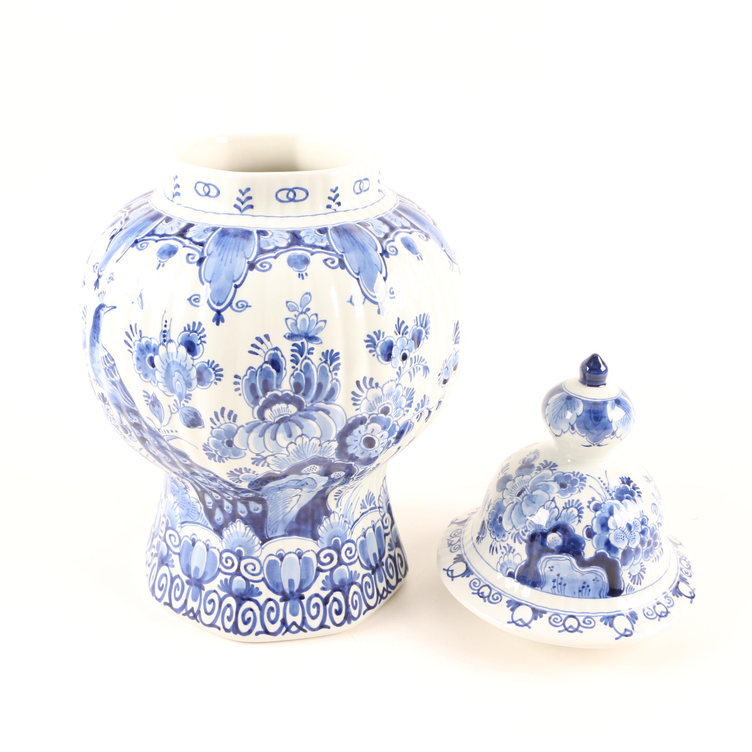 Vintage Royal Delft Earthenware Urns