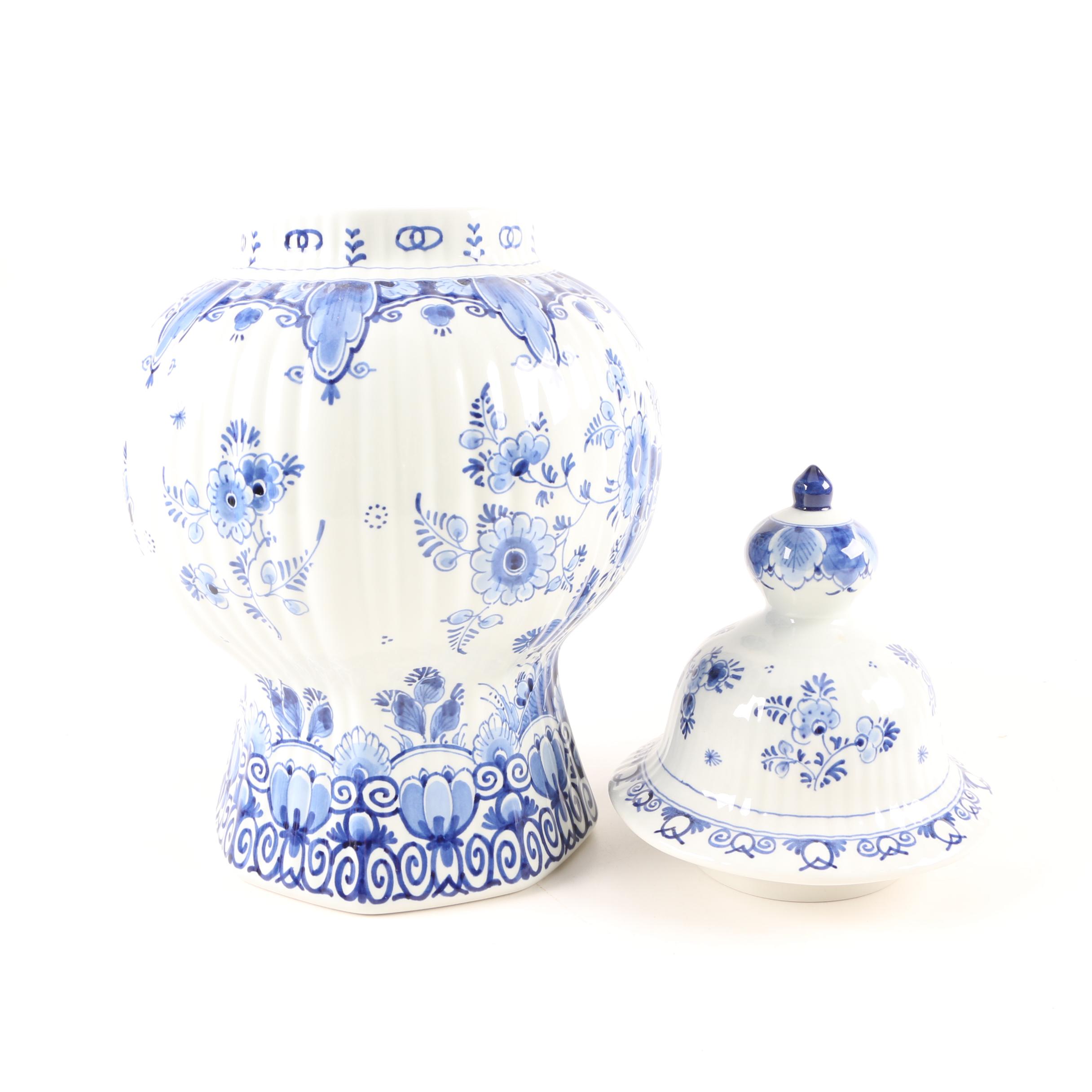 Vintage Royal Delft Earthenware Urns