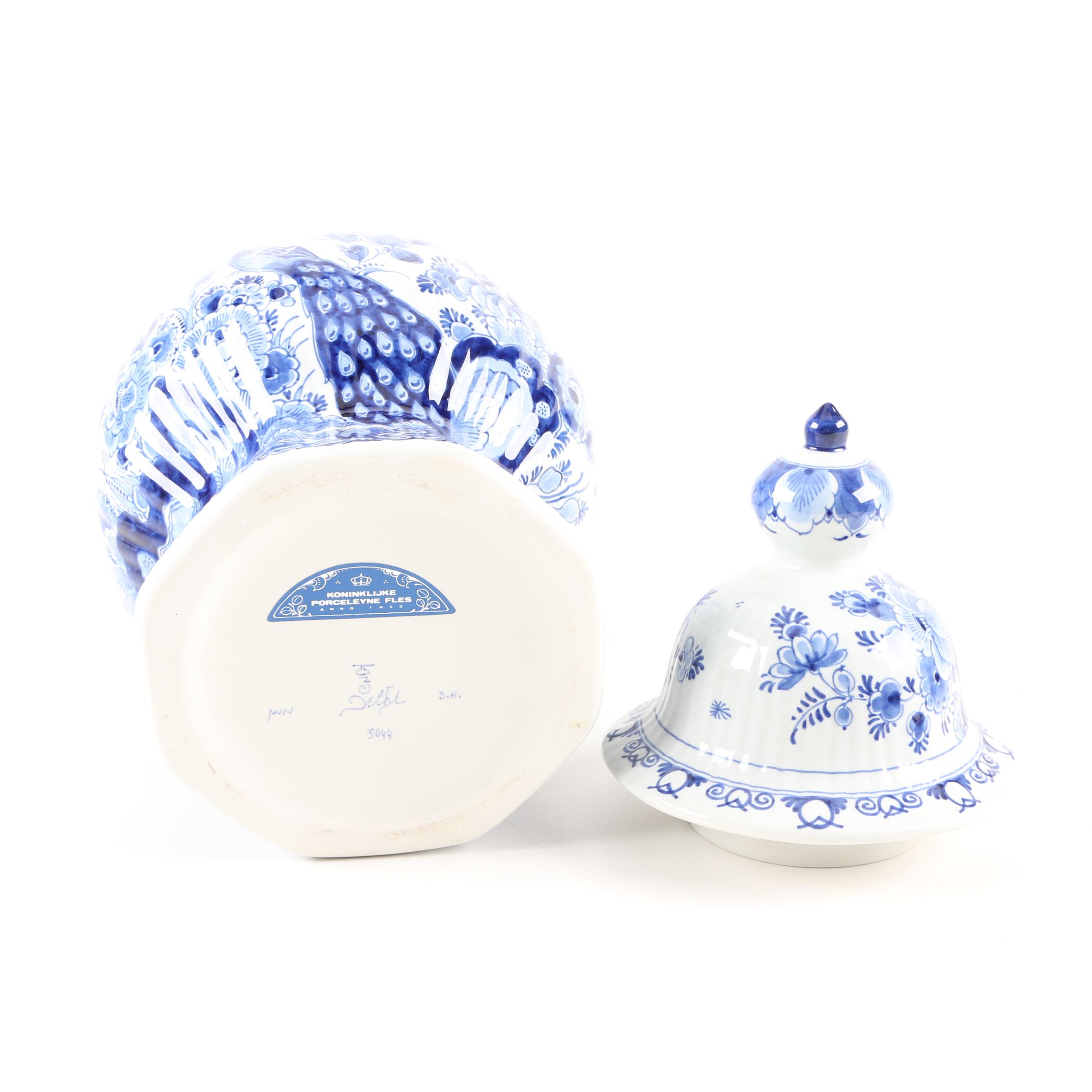 Vintage Royal Delft Earthenware Urns