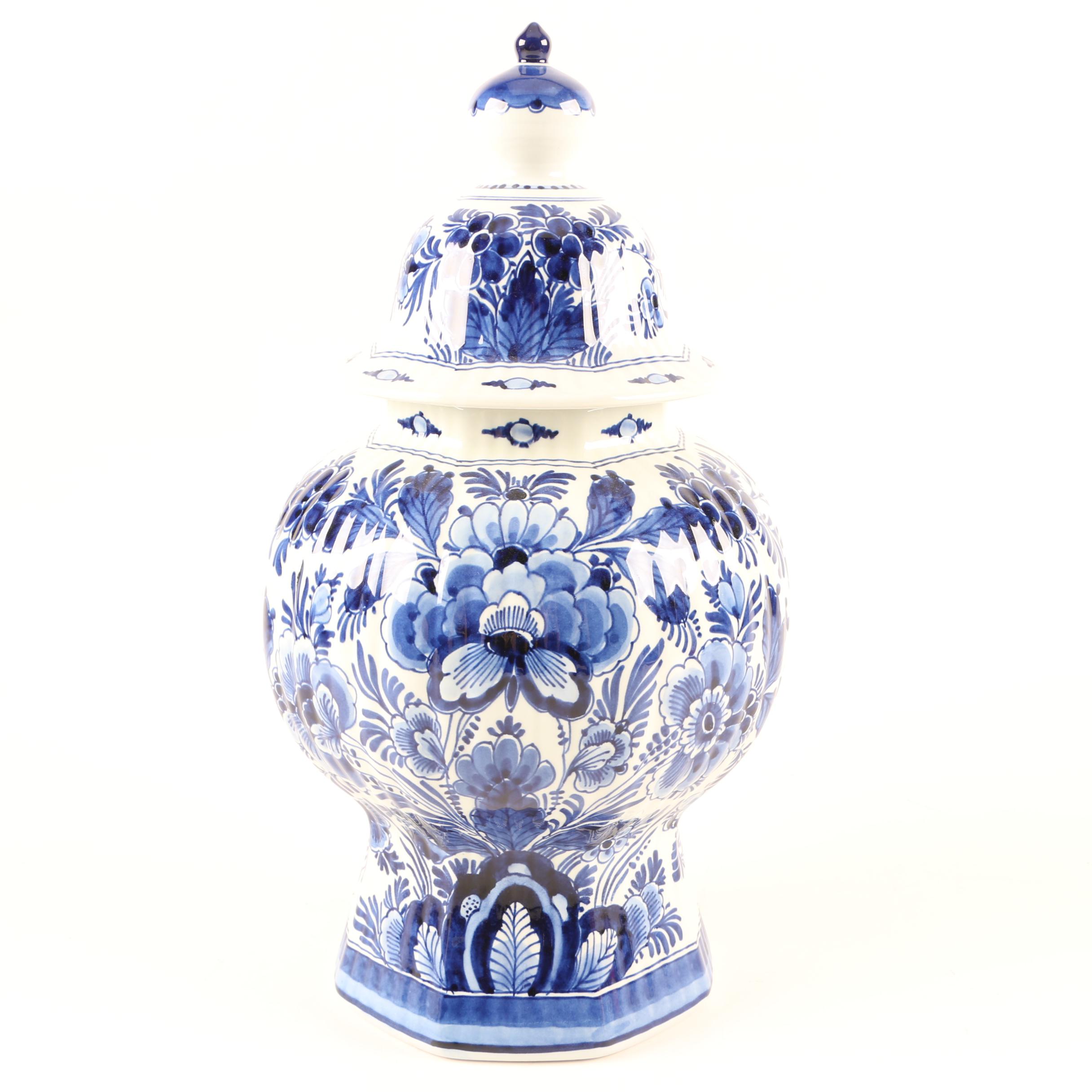 Vintage Royal Delft Earthenware Urns