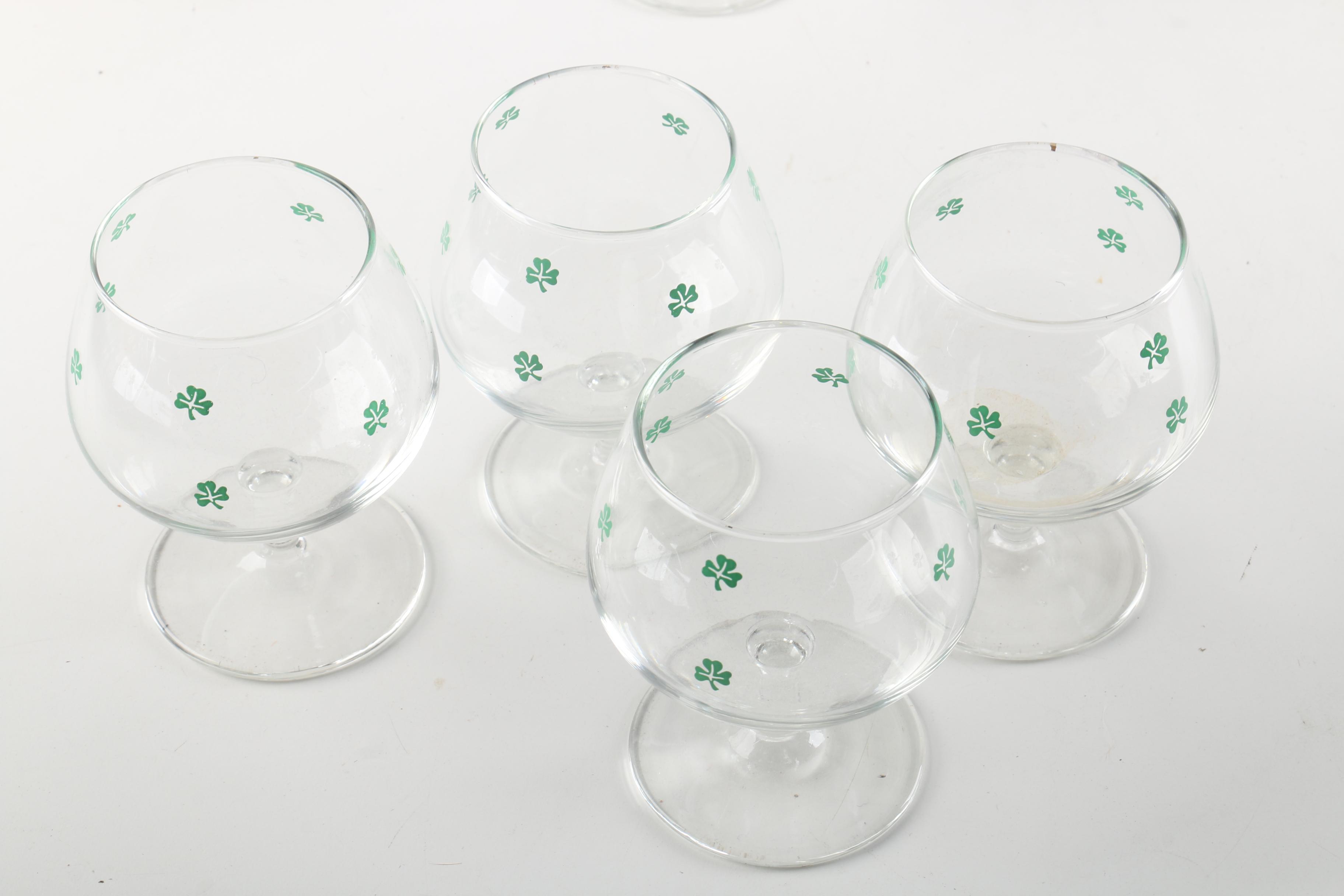 Irish Coffee Stemware, Shamrock Whiskey Tasters and Brandy Snifters